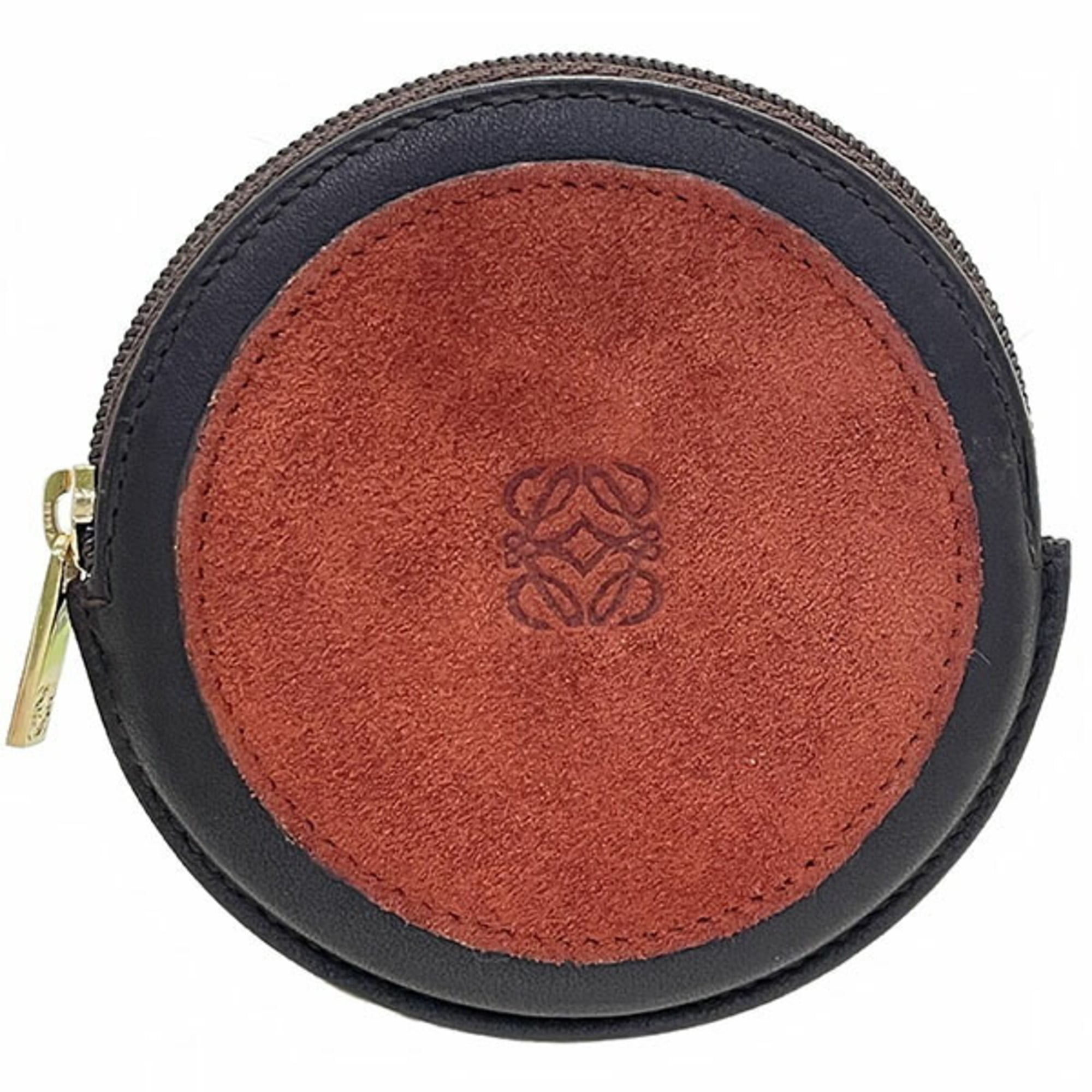 Loewe Dark Brown Red Color Suede Leather Coin Purse/Coin Case (Pre-Owned)