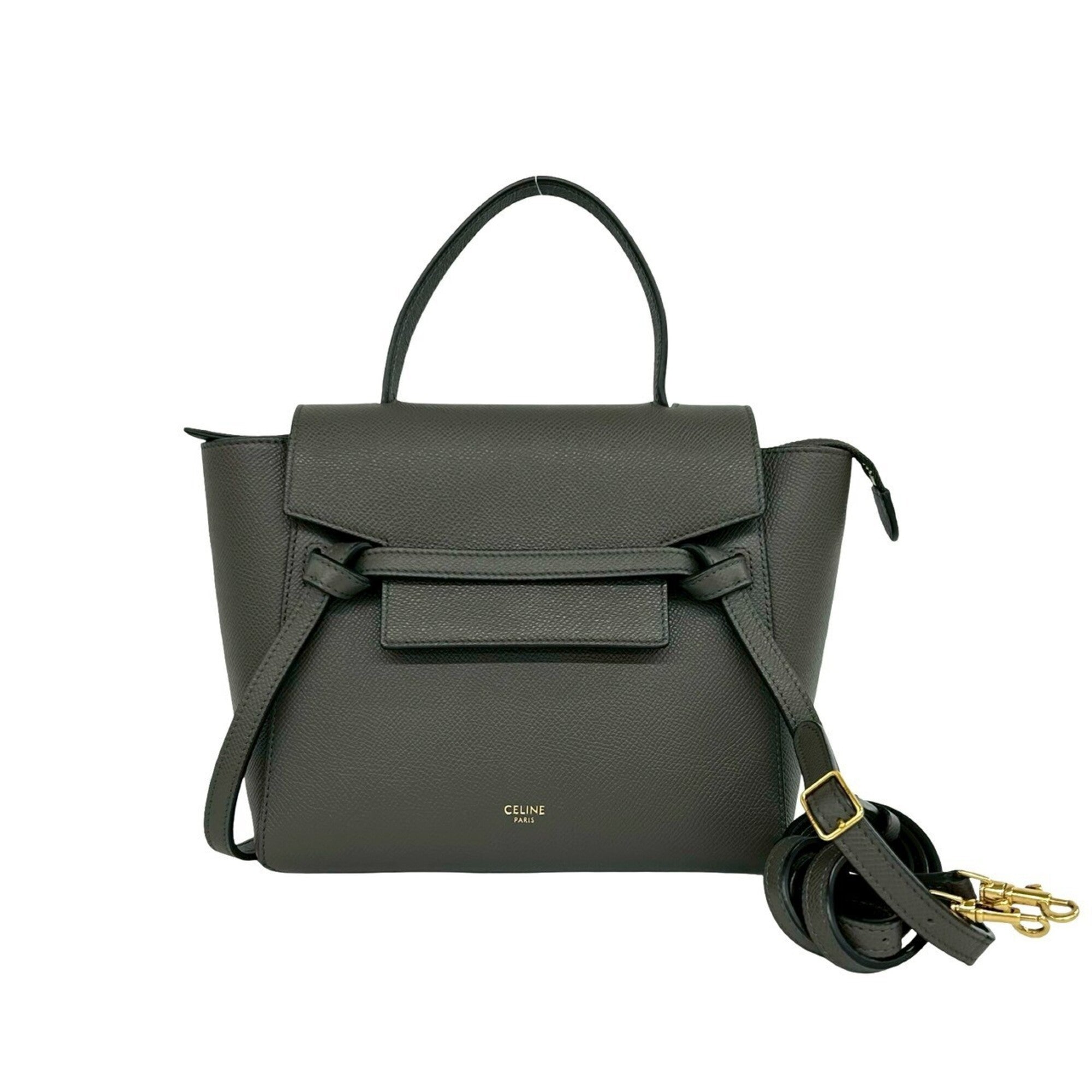 Celine Gray Leather Handbag Shoulder Bag Tote Bag (Pre-Owned)