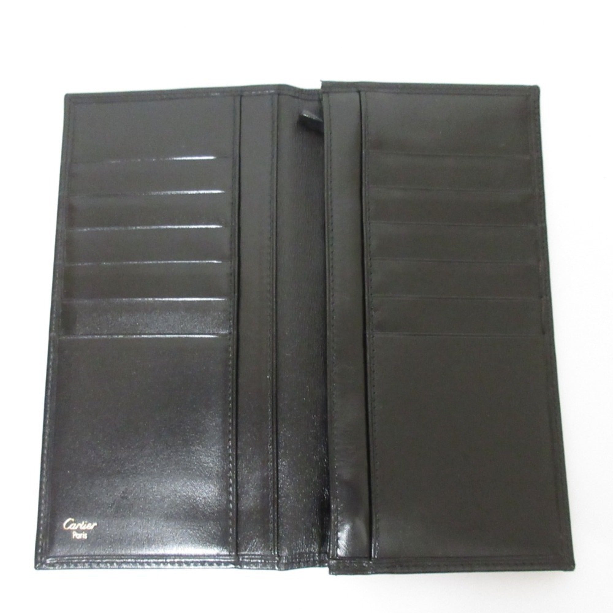 Cartier Black Leather Long Wallet (Bi-Fold) (Pre-Owned)
