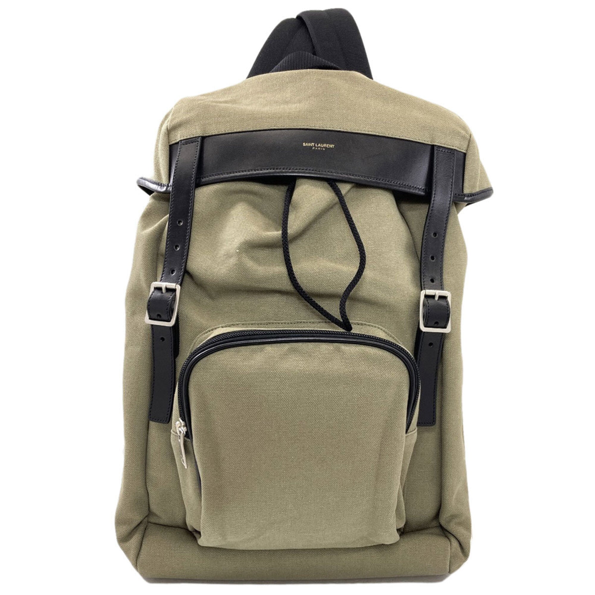 Saint Laurent Khaki Canvas Backpack (Pre-Owned)