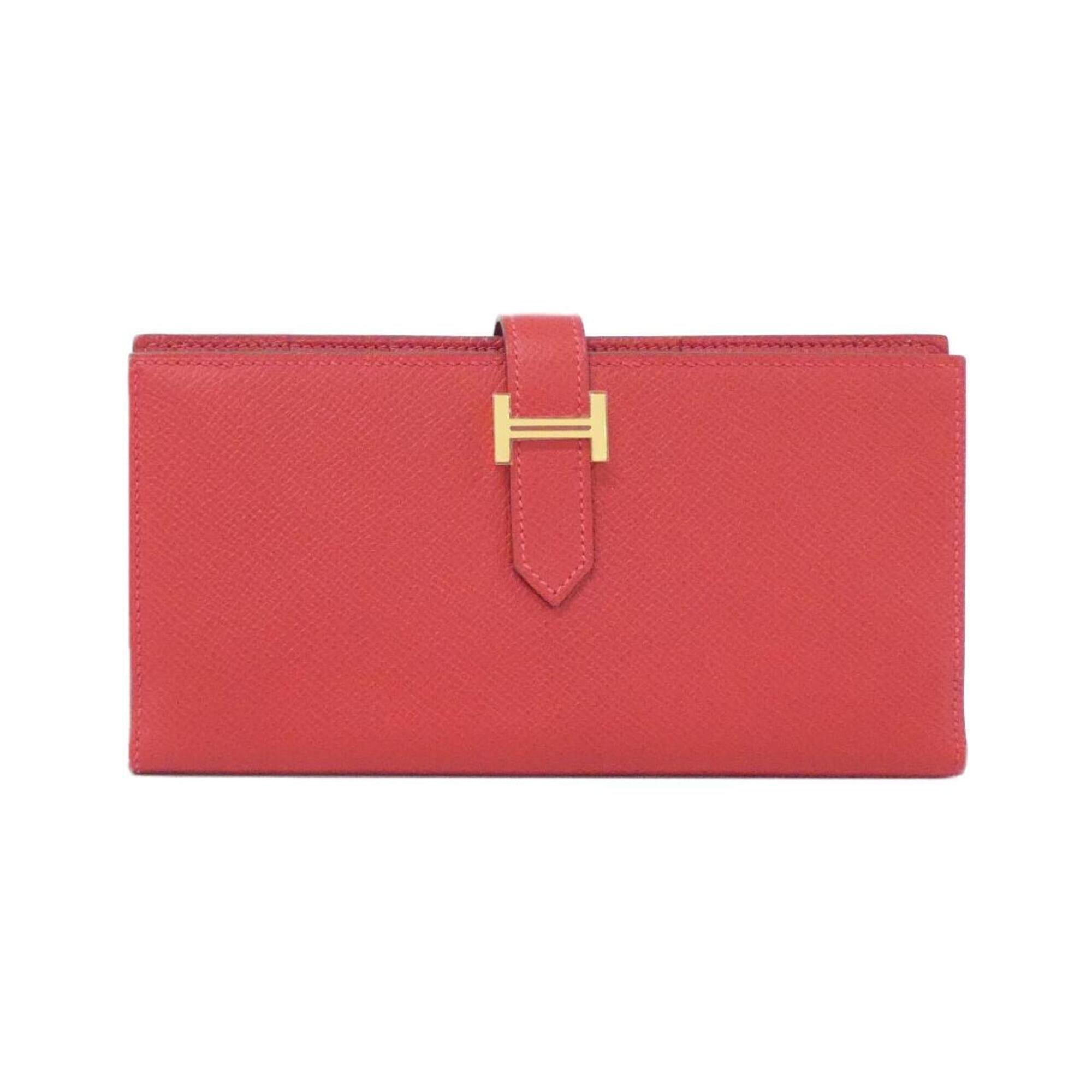 Hermes Rouge Casaque Epsom Leather Long Wallet (Bi-Fold) (Pre-Owned)