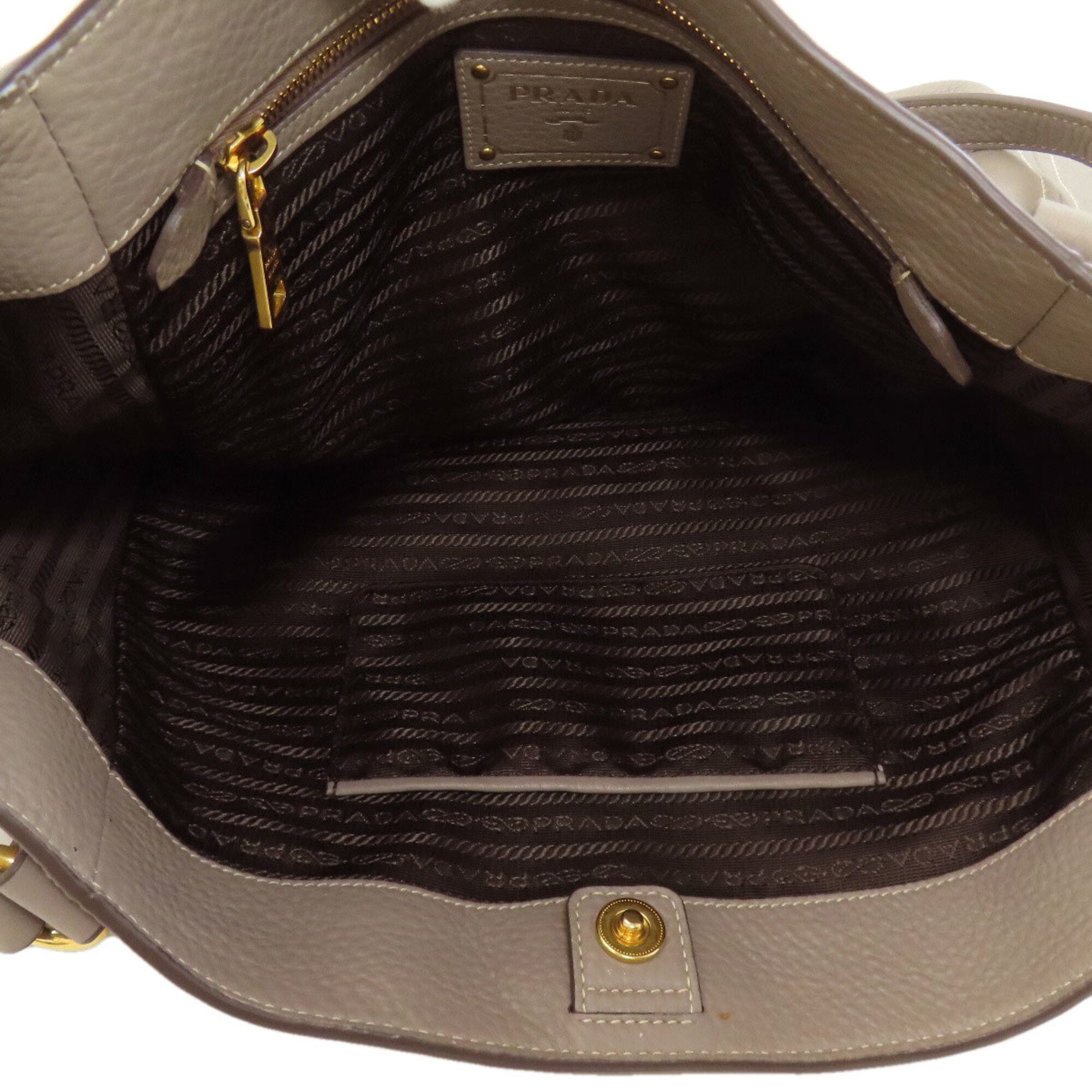 Prada Gray Leather Tote Bag (Pre-Owned)