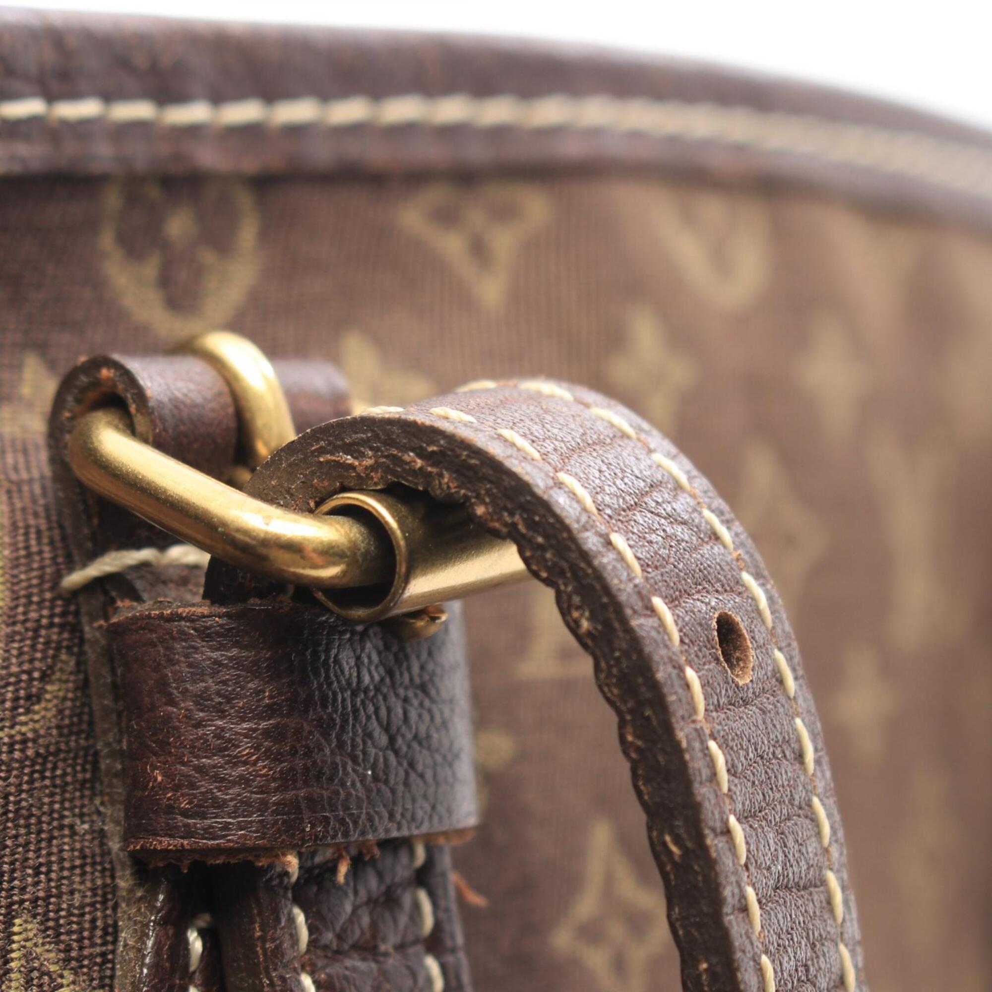 Louis Vuitton Brown Ebene Monogram Mini Lin Canvas Leather Handbag Tote Bag (Pre-Owned)