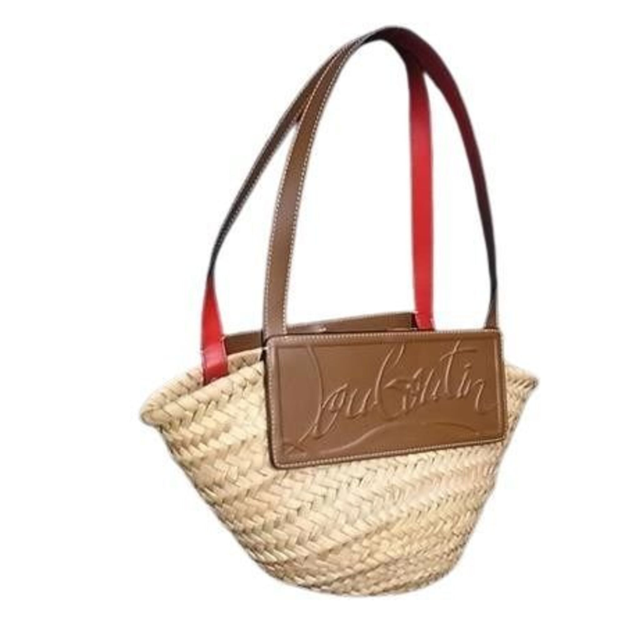 Christian Louboutin Raffia Leather Handbag Tote Bag (Pre-Owned)