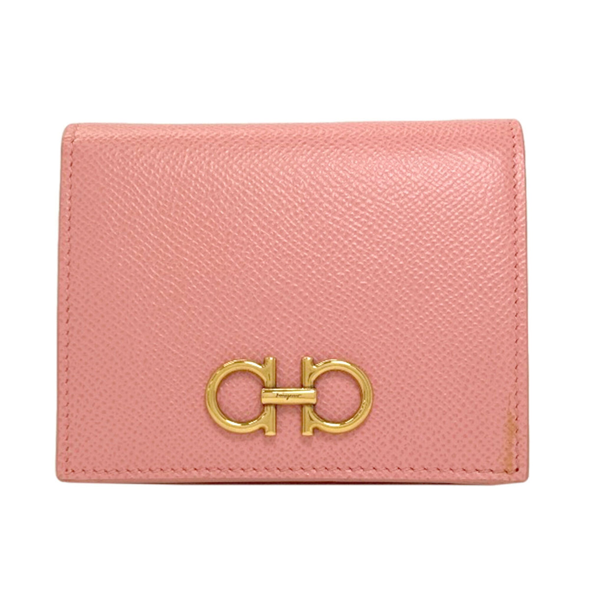 Salvatore Ferragamo Gancini Pink Leather Wallet (Bi-Fold) (Pre-Owned)