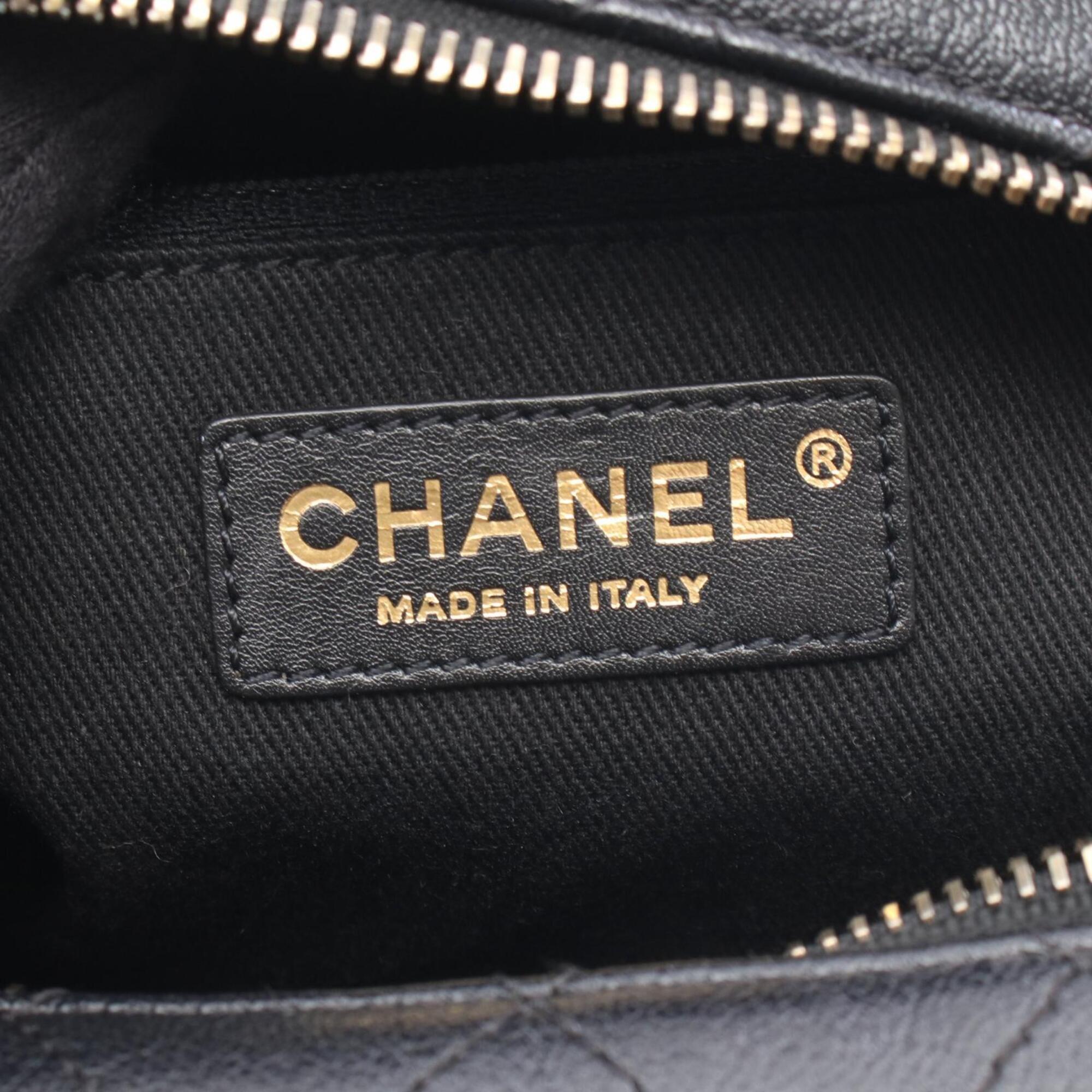 Chanel Black Leather Handbag Shoulder Bag (Pre-Owned)