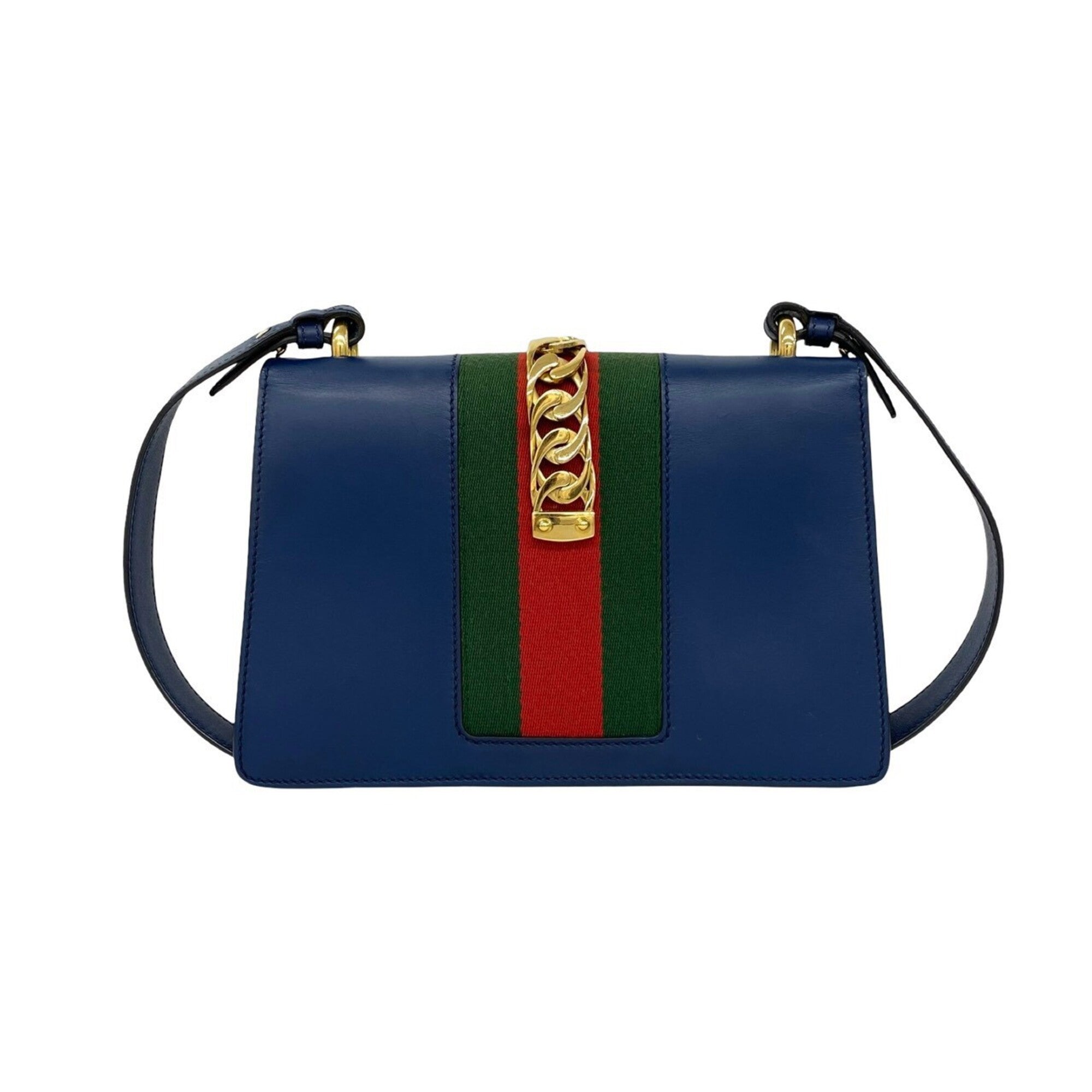 Gucci Green Navy Red Color Leather Pochette Shoulder Bag (Pre-Owned)