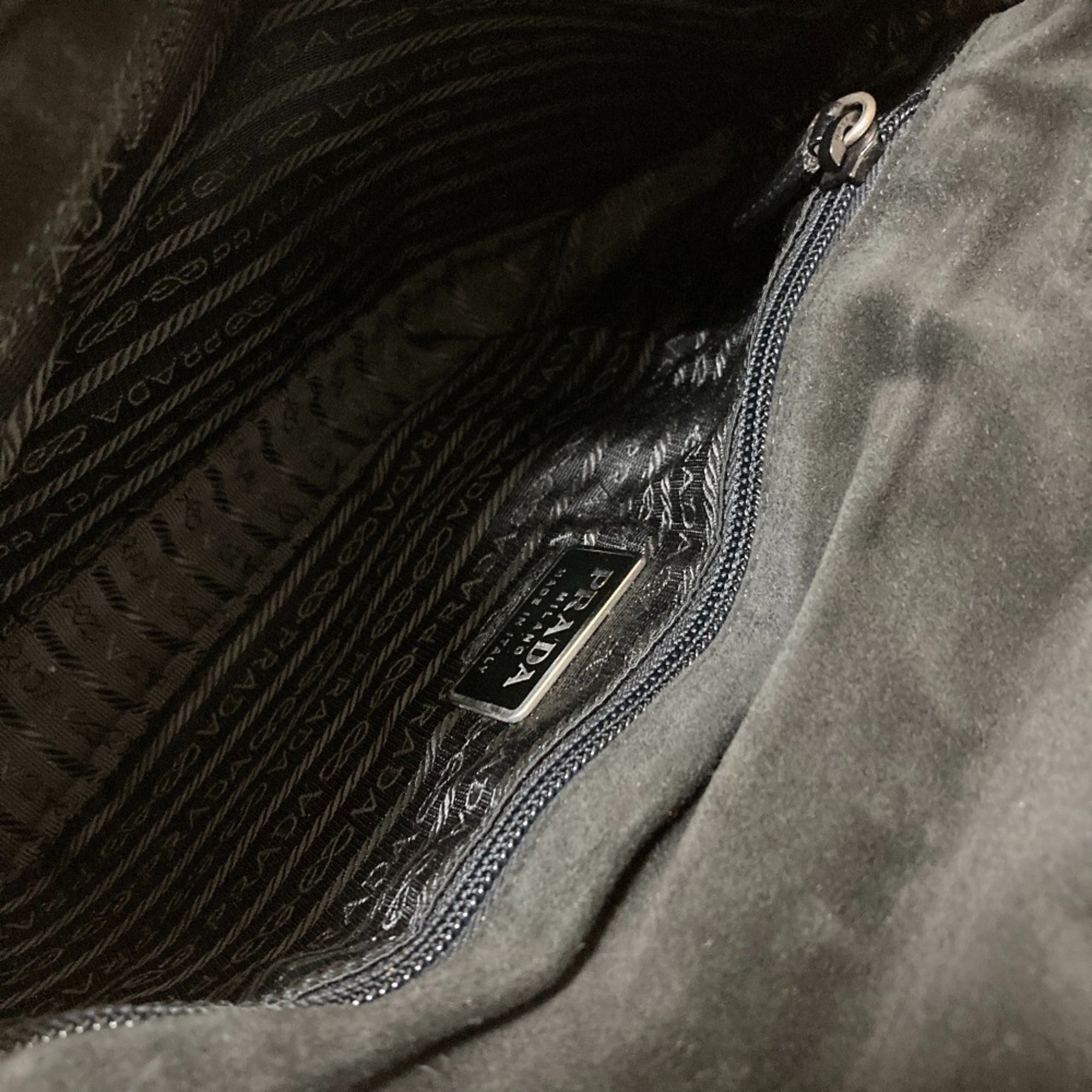 Prada Black Wool Leather Shoulder Bag (Pre-Owned)