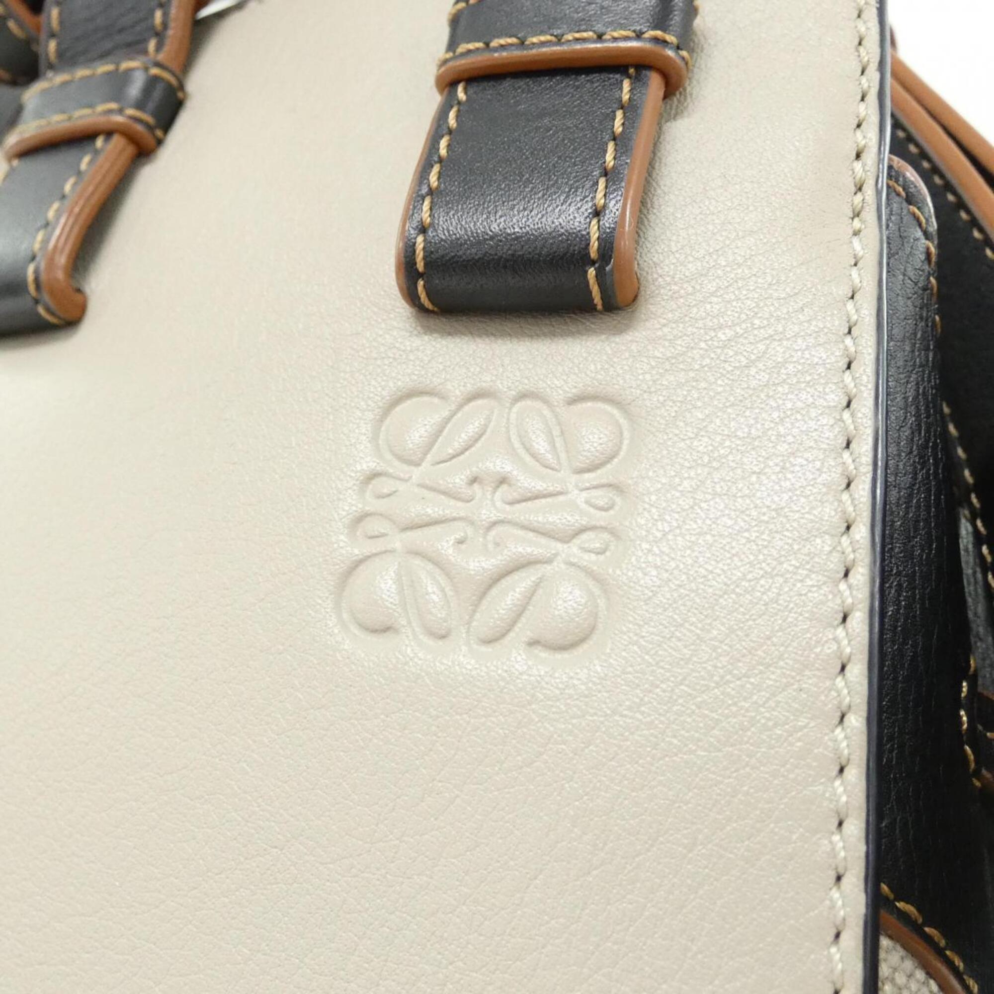 Loewe Beige Black Linen Leather Shoulder Bag (Pre-Owned)