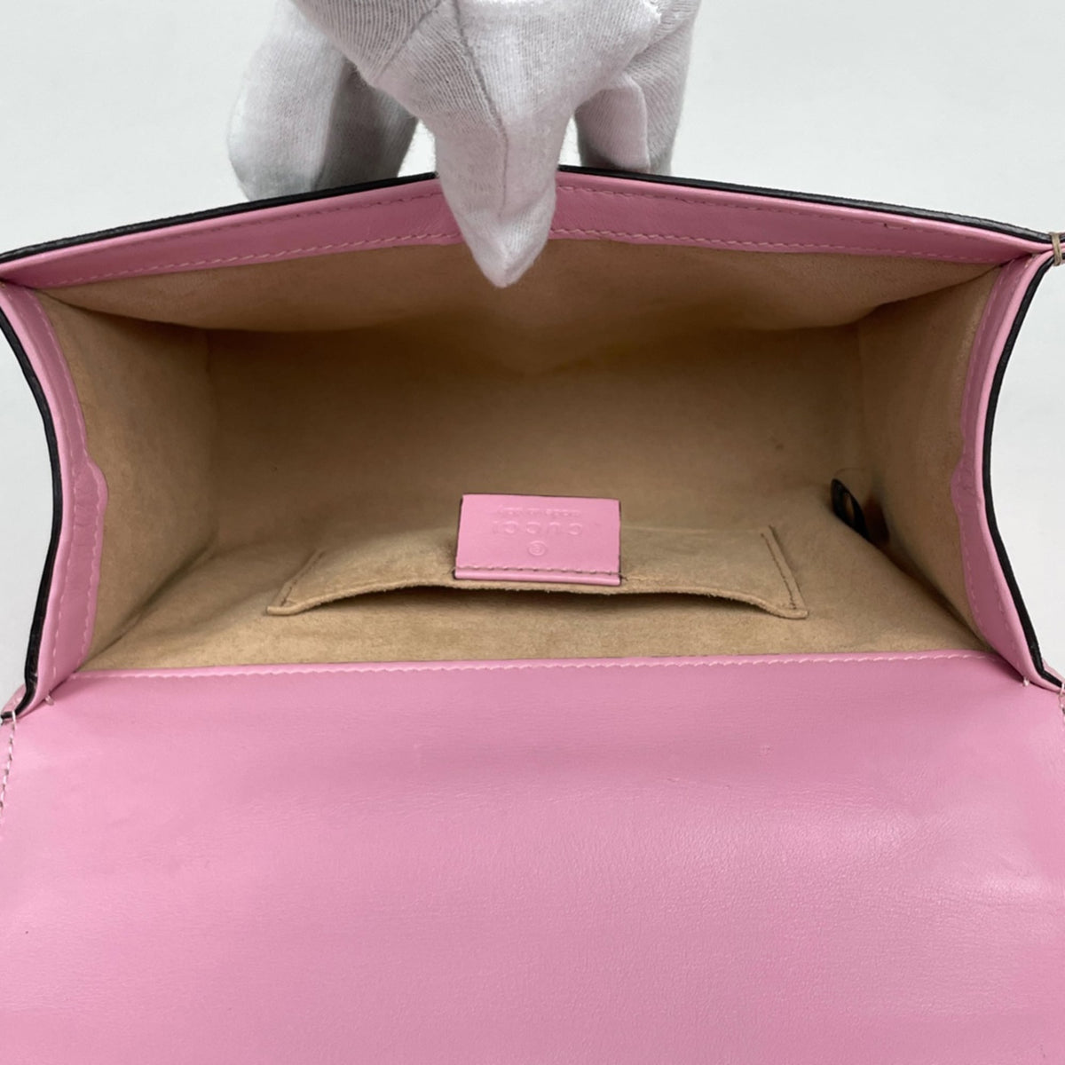 Gucci Beige Multi-Color Pink Coated Canvas Leather Shoulder Bag (Pre-Owned)