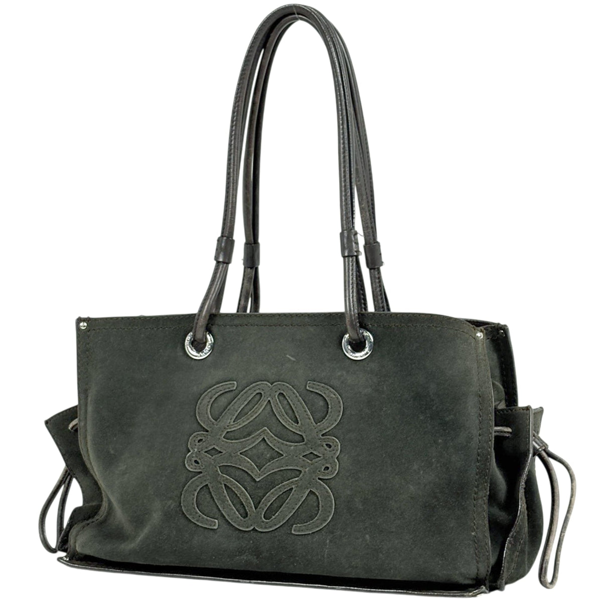 Loewe Brown Green Suede Leather Shoulder Bag (Pre-Owned)