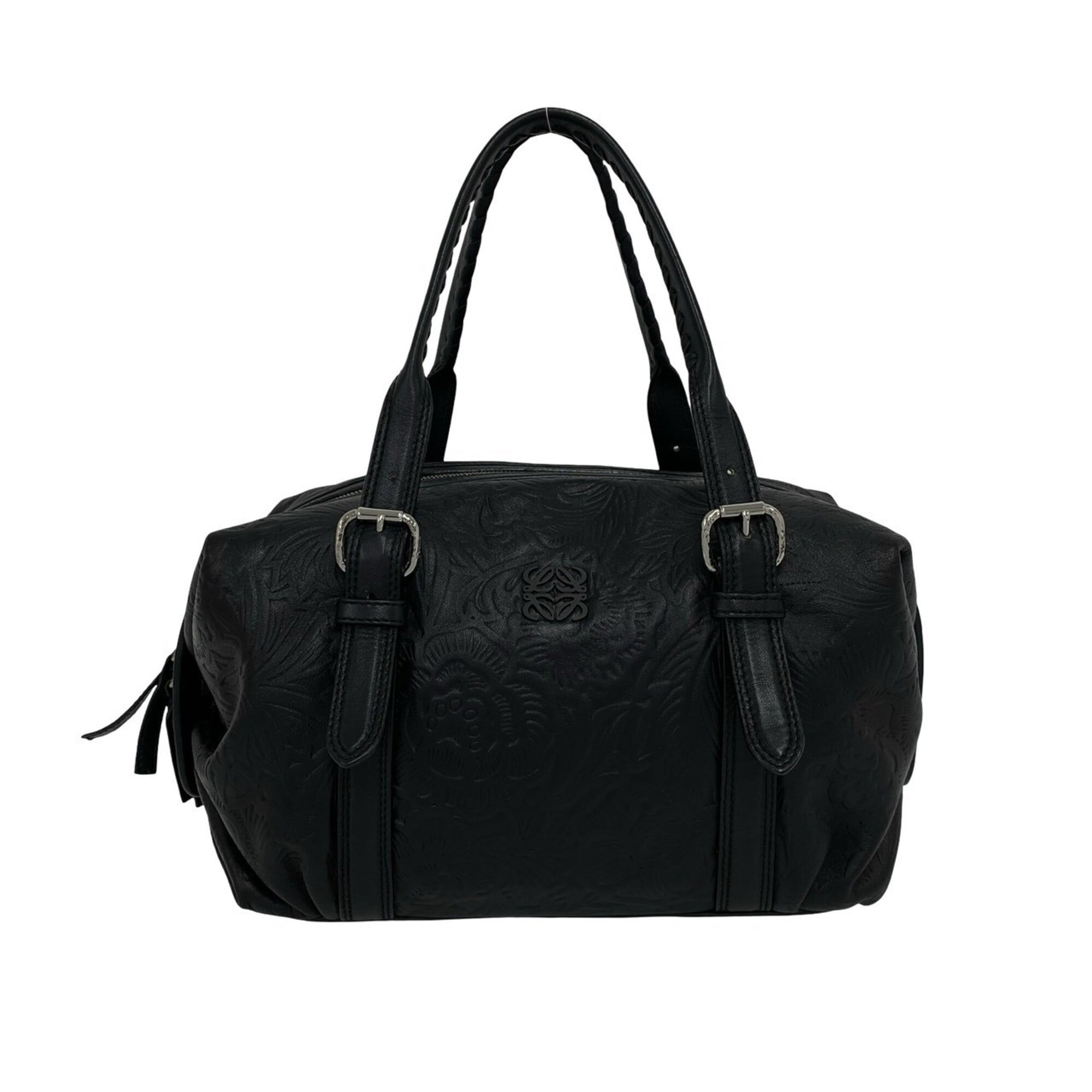 Loewe Black Leather Boston Bag Handbag (Pre-Owned)