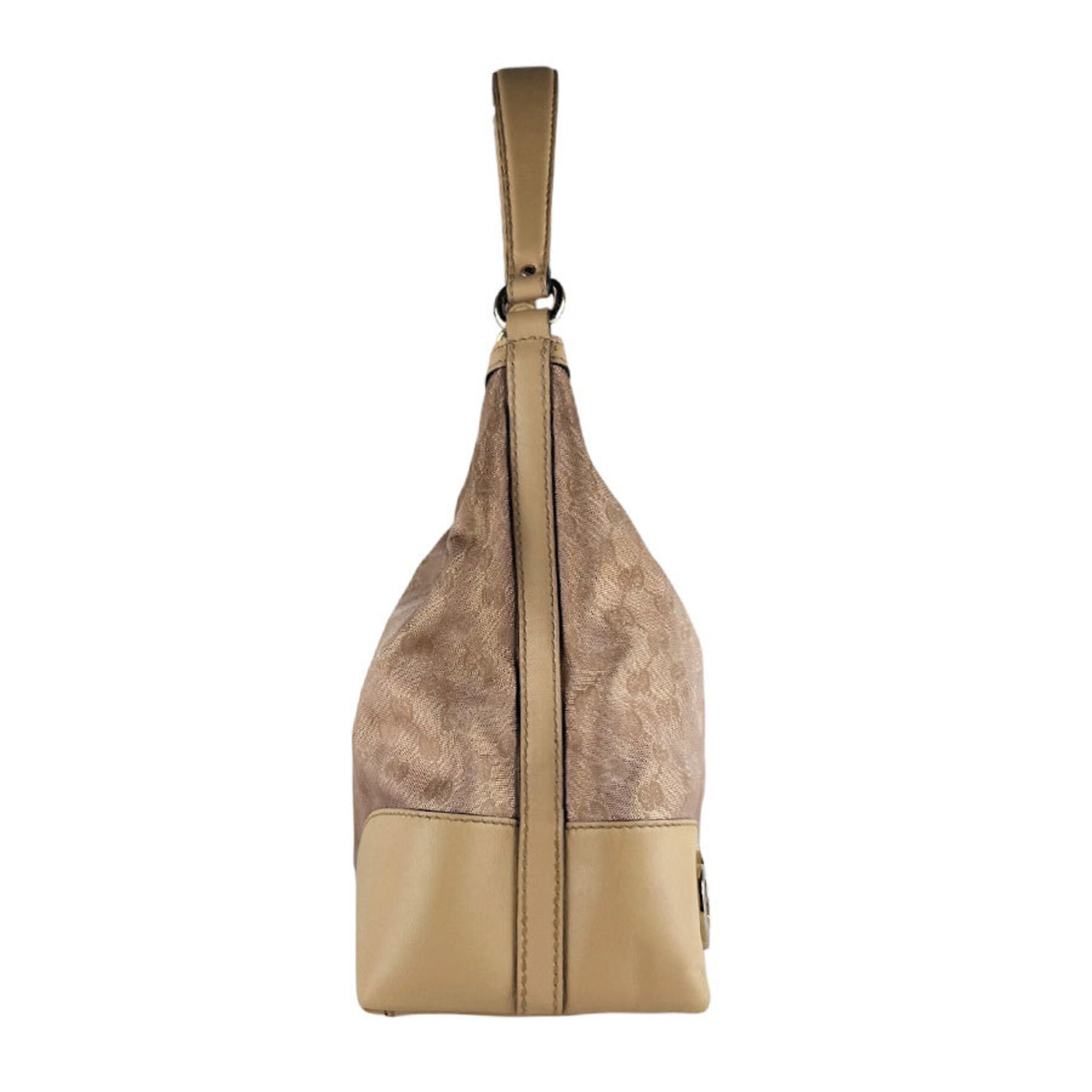 Gucci Beige Metallic Pink Beige Gg Canvas Shoulder Bag (Pre-Owned)