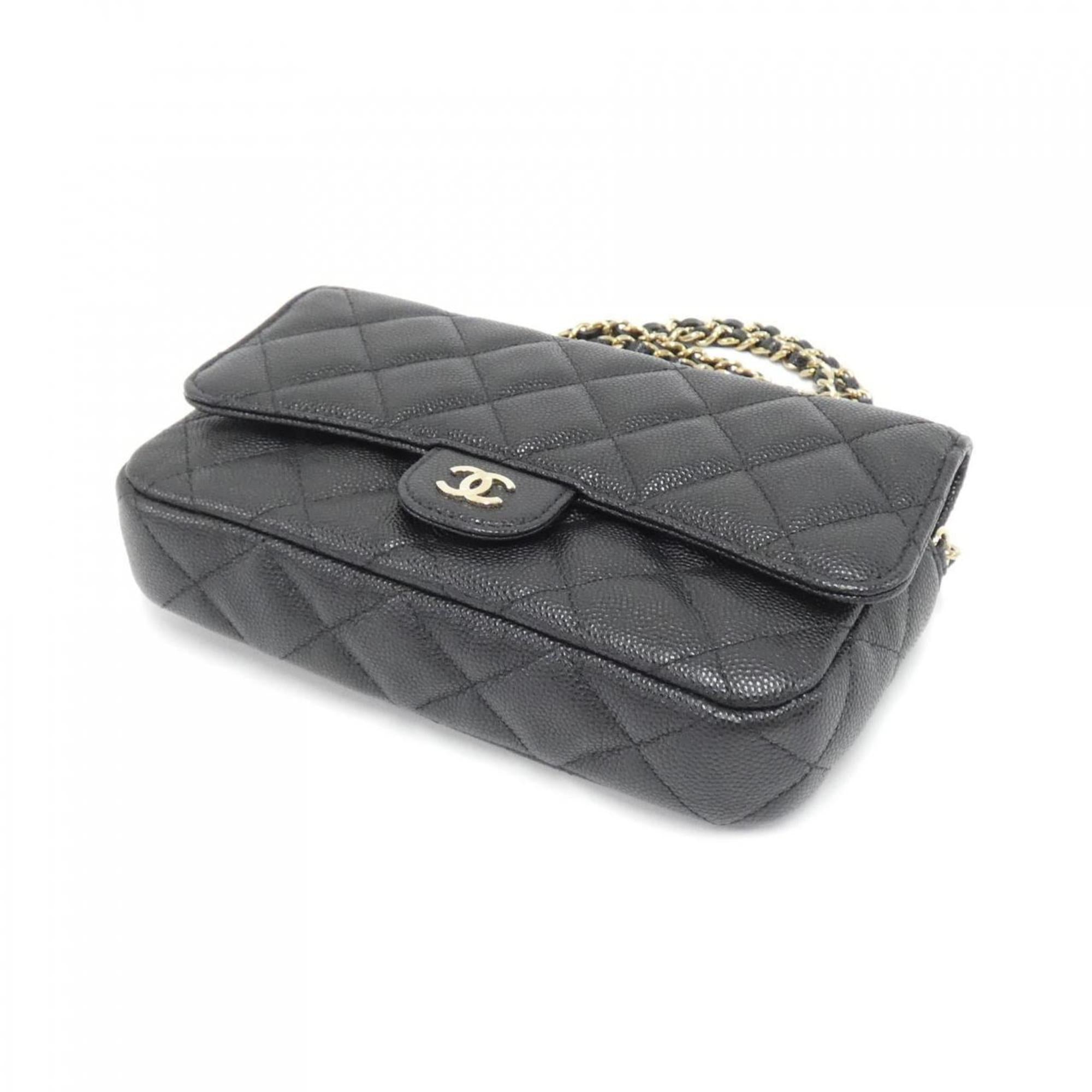 Chanel Black Caviar Leather Shoulder Bag (Pre-Owned)