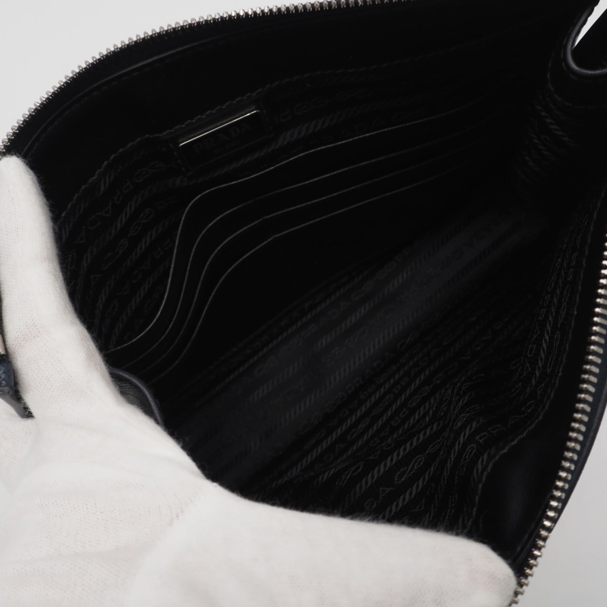 Prada Saffiano Navy Saffiano Pouch (Pre-Owned)