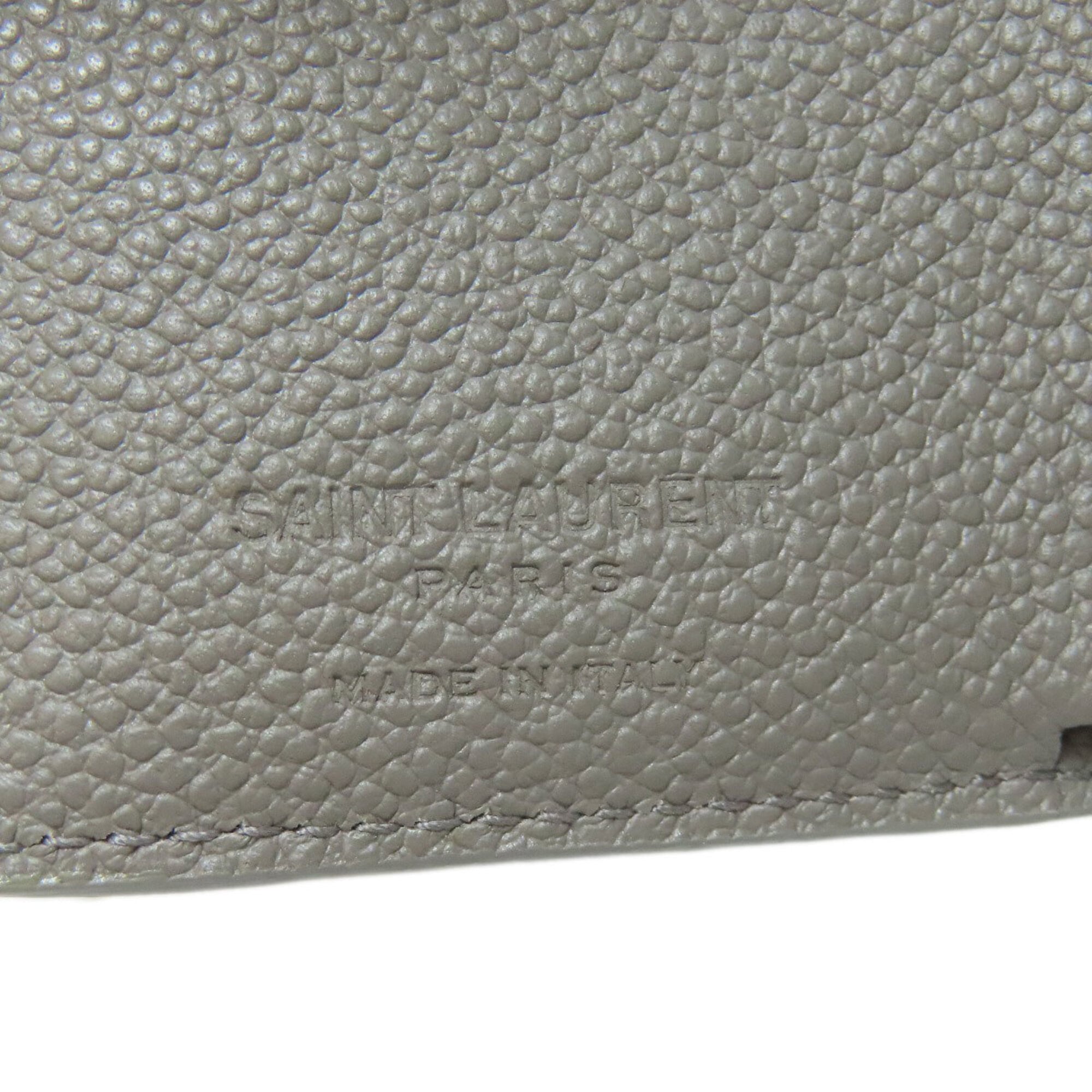 Saint Laurent Gray Leather Wallet (Tri-Fold) (Pre-Owned)