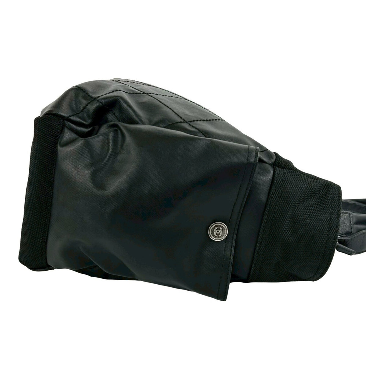 Chanel Black Canvas Leather Pouch Tote Bag (Pre-Owned)