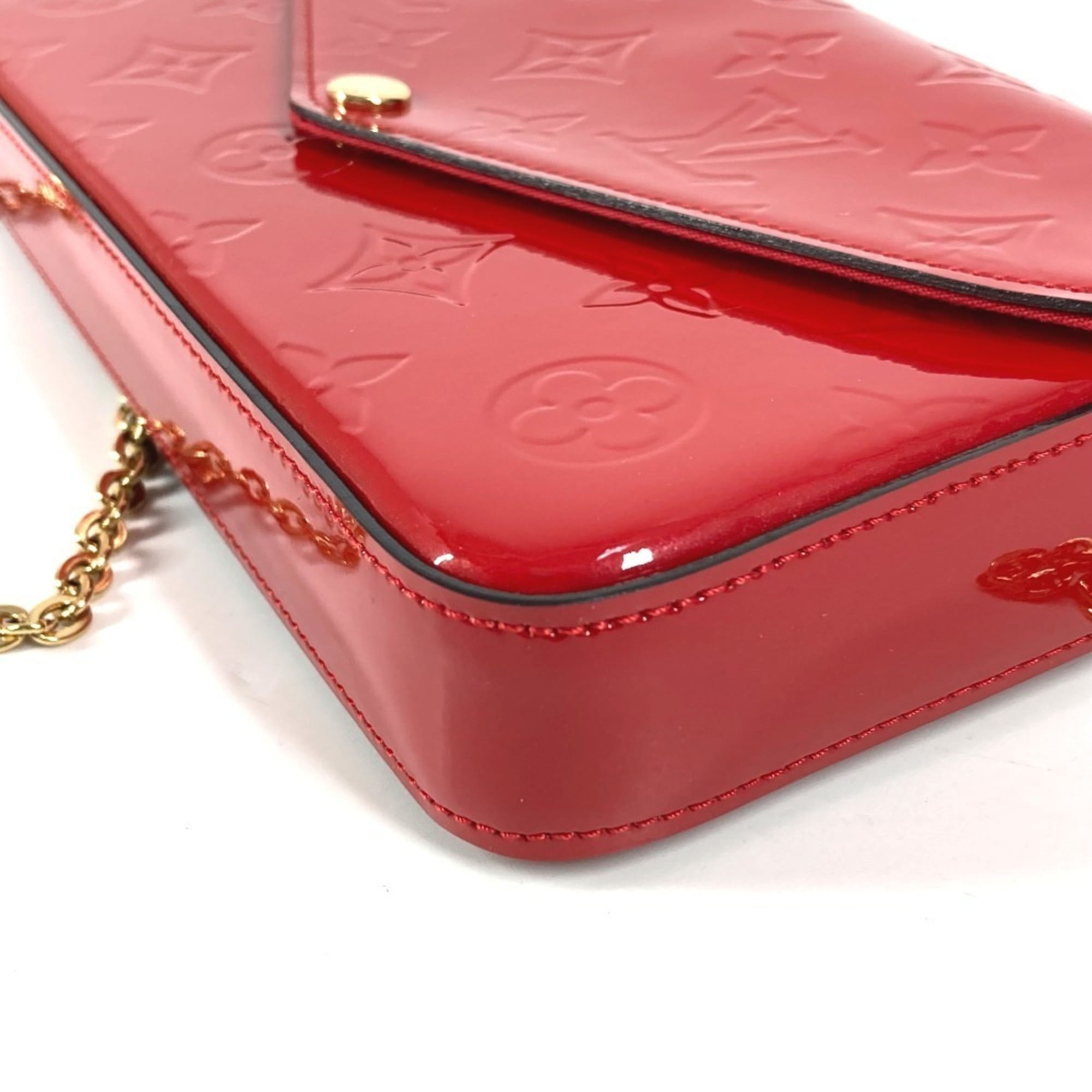 Louis Vuitton Red Color Monogram Vernis Canvas Clutch Bag Pochette Shoulder Bag (Pre-Owned)