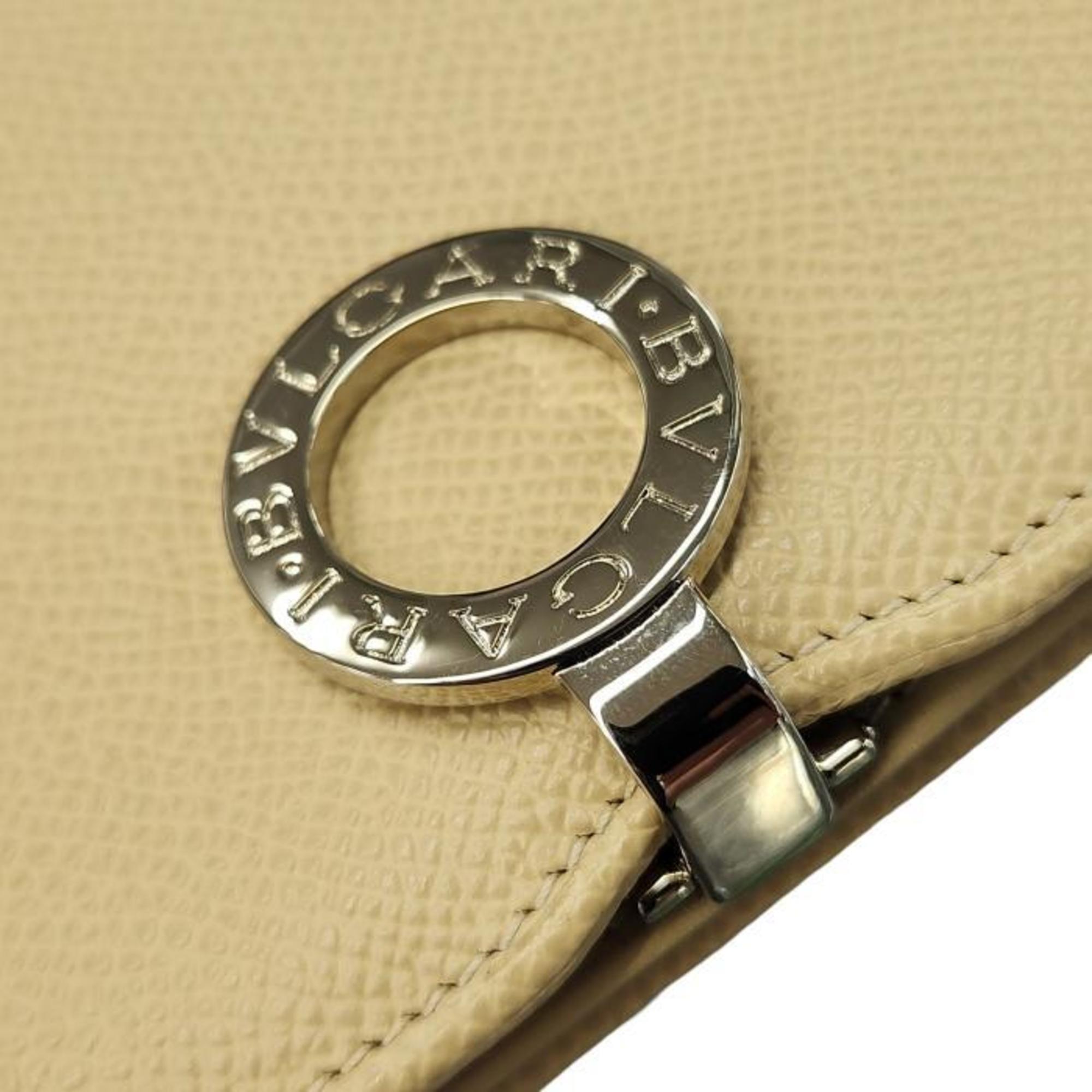 Bvlgari Beige Leather Long Wallet (Bi-Fold) (Pre-Owned)
