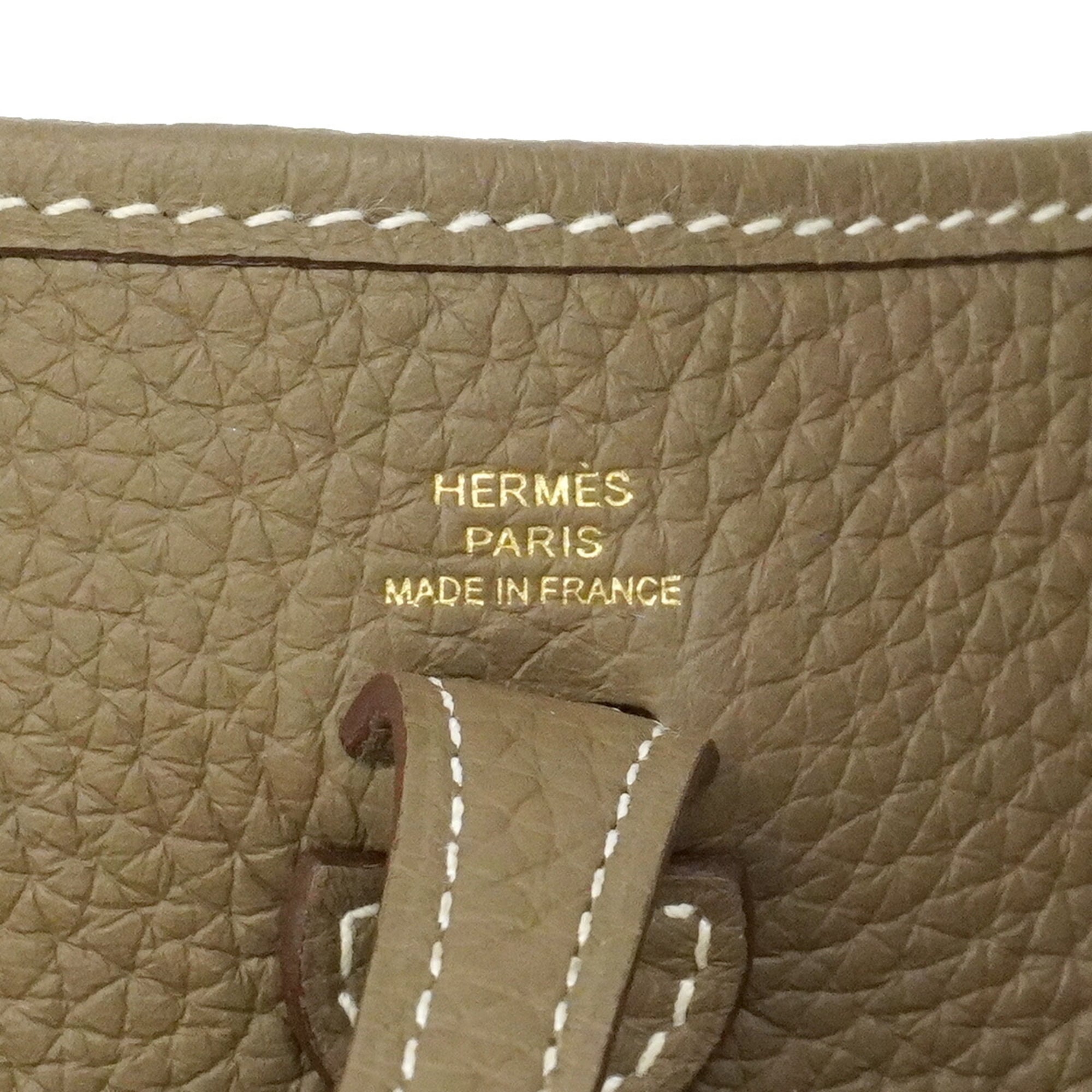 Hermes Etoupe Gray Taurillon Clemence Leather Shoulder Bag (Pre-Owned)