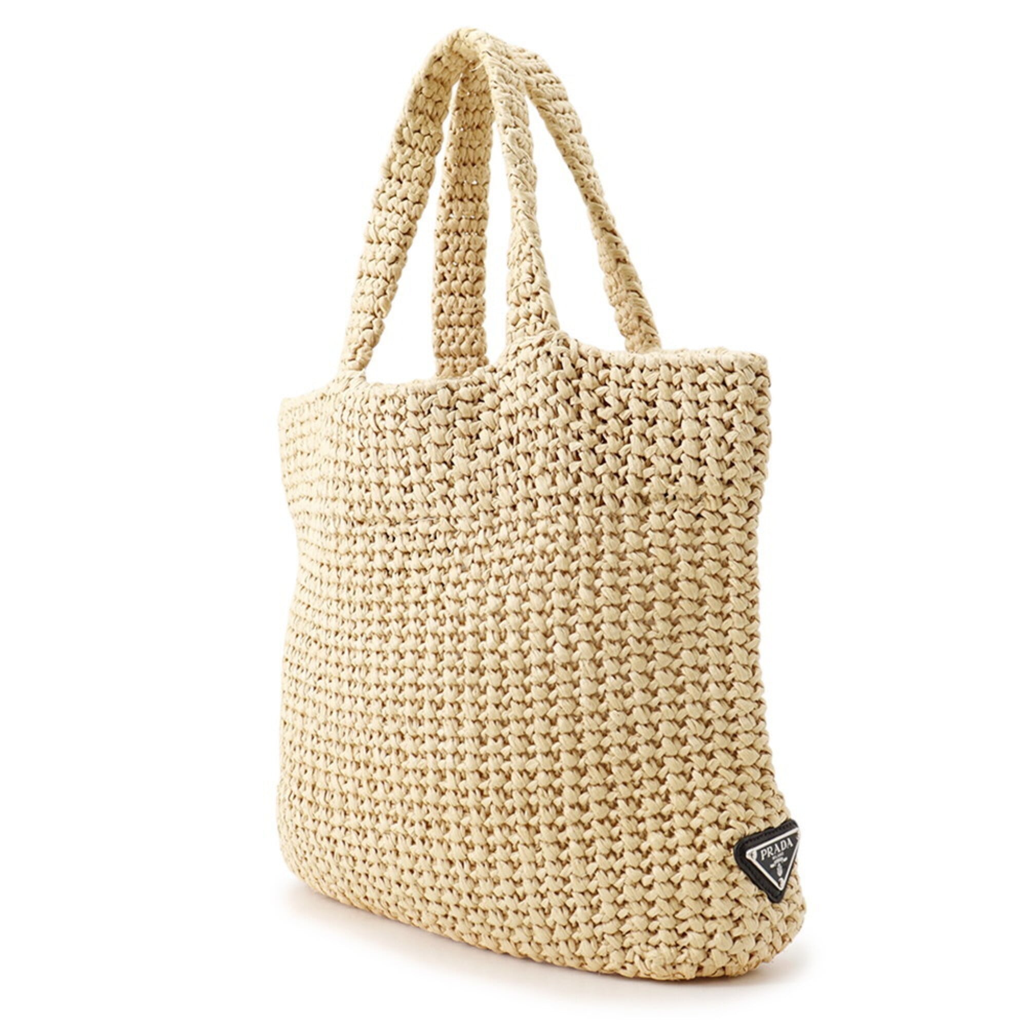 Prada Beige Raffia Handbag Tote Bag (Pre-Owned)