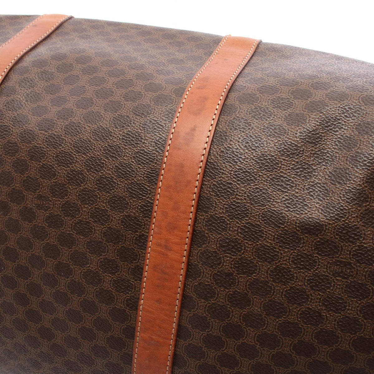 Celine Brown Coated Canvas Pvc Leather Boston Bag Handbag (Pre-Owned)