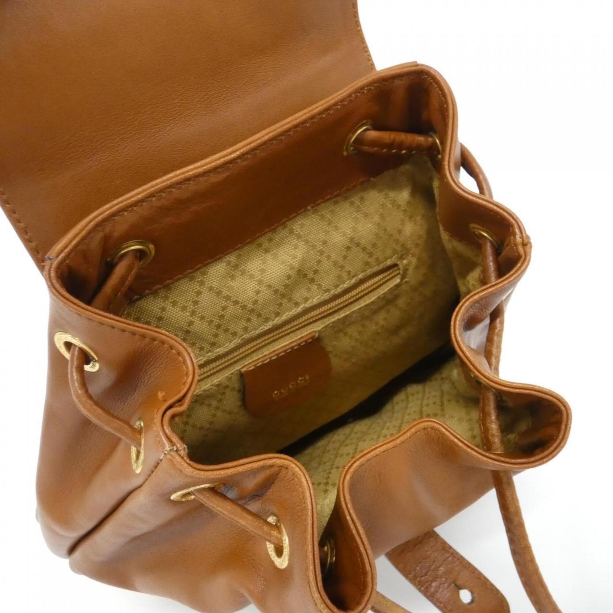 Gucci Light Brown Leather Backpack (Pre-Owned)