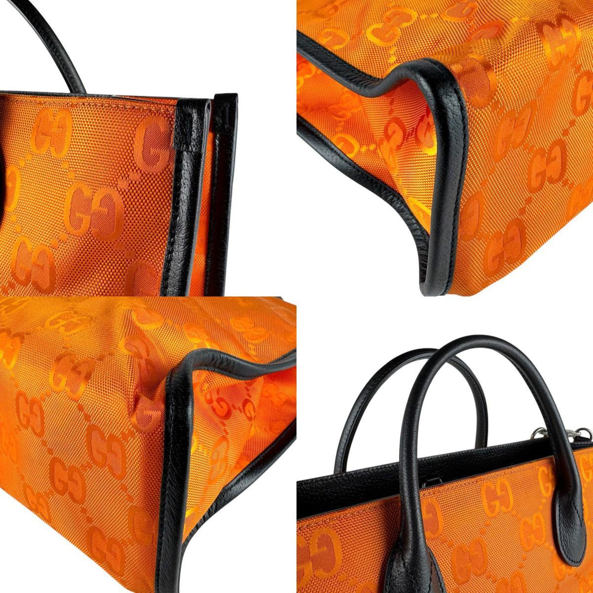 Gucci Black Orange Nylon Leather Handbag Shoulder Bag (Pre-Owned)