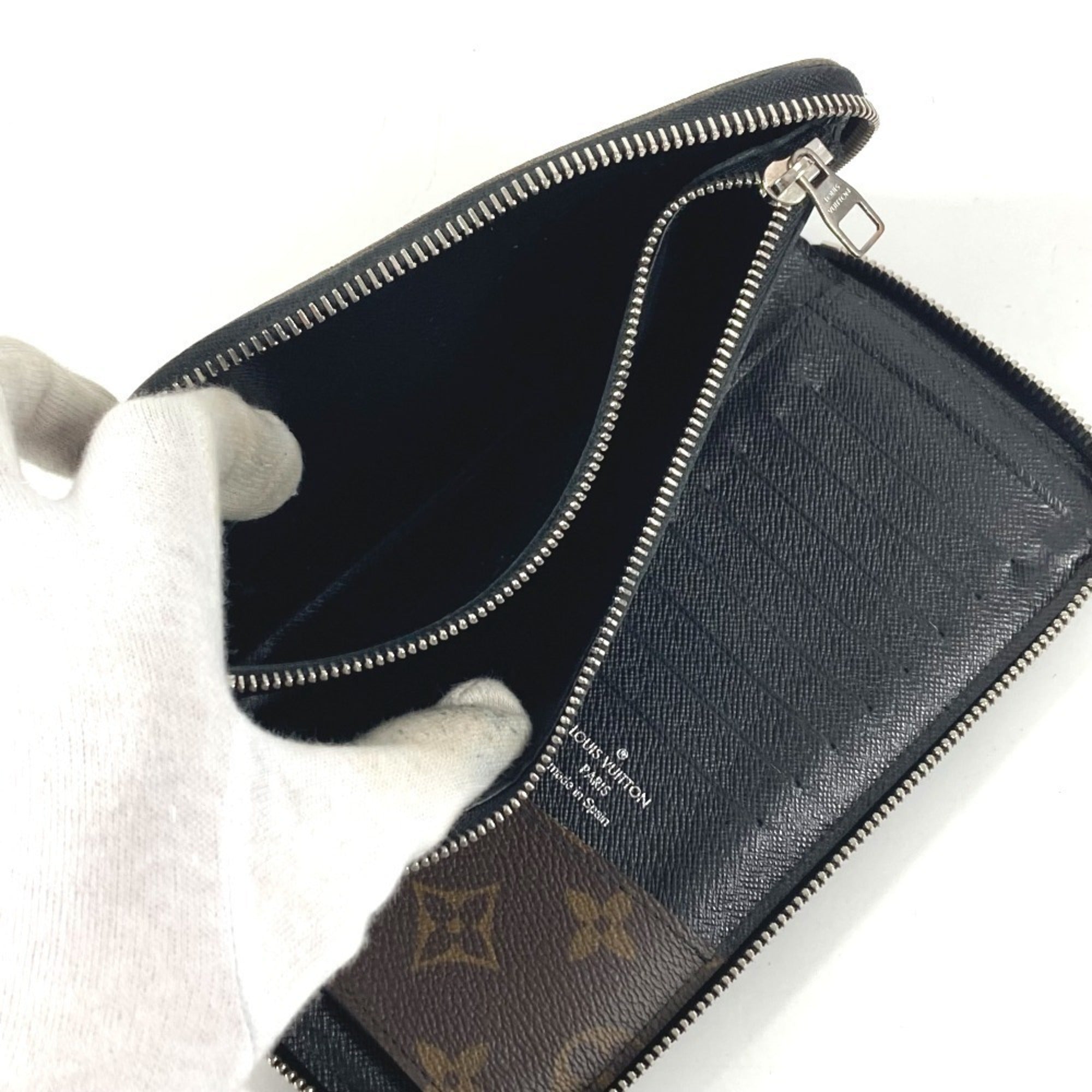 Louis Vuitton Monogram Macassar Black Brown Long Wallet (Bi-Fold) (Pre-Owned)