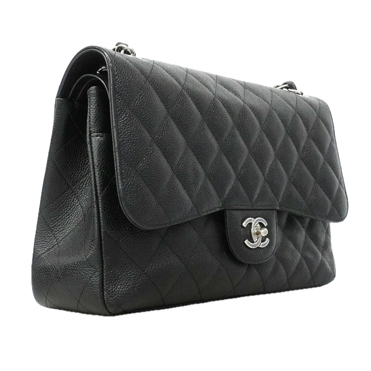 Chanel Black Grained Calfskin Shoulder Bag (Pre-Owned)