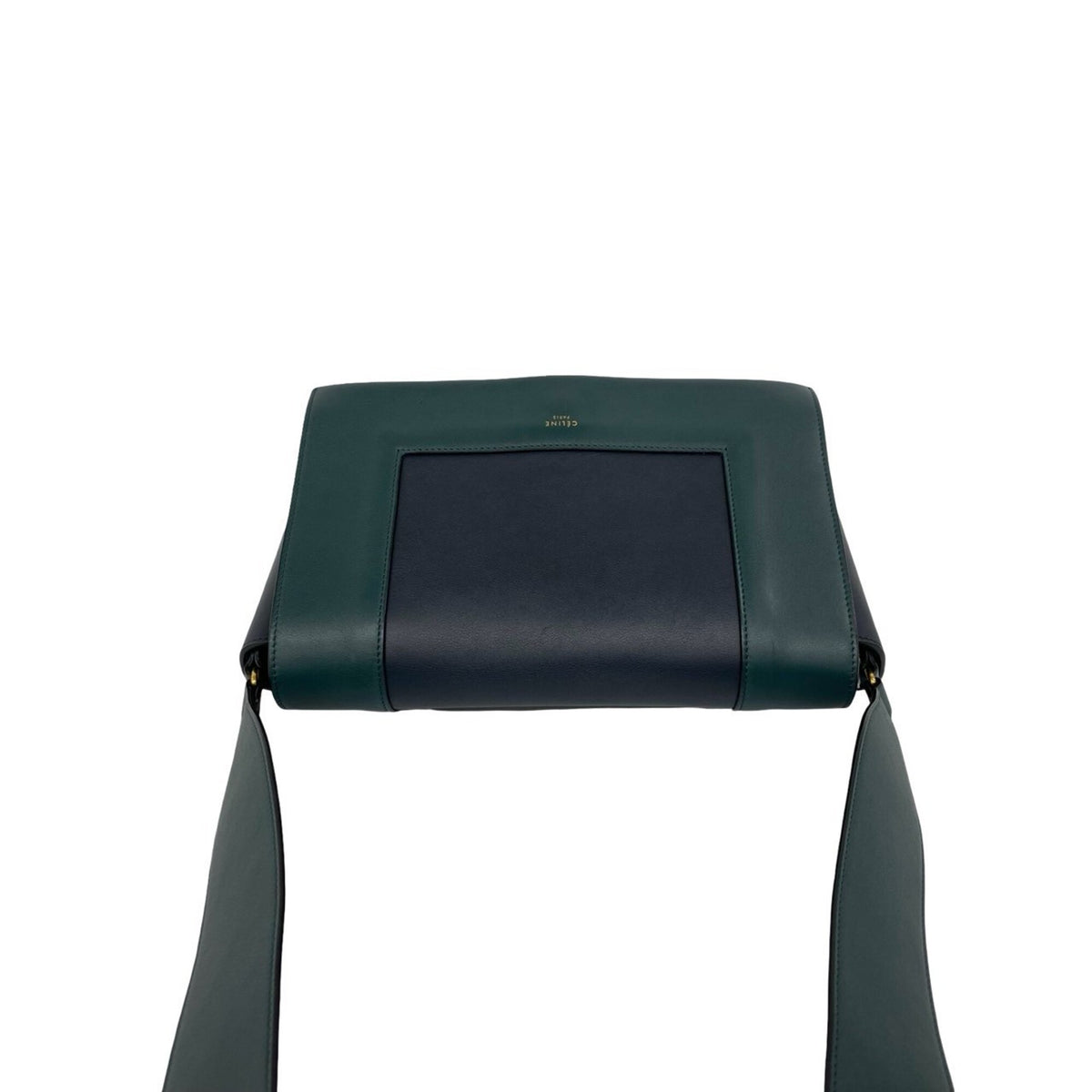 Celine Green Navy Leather Pochette Shoulder Bag (Pre-Owned)