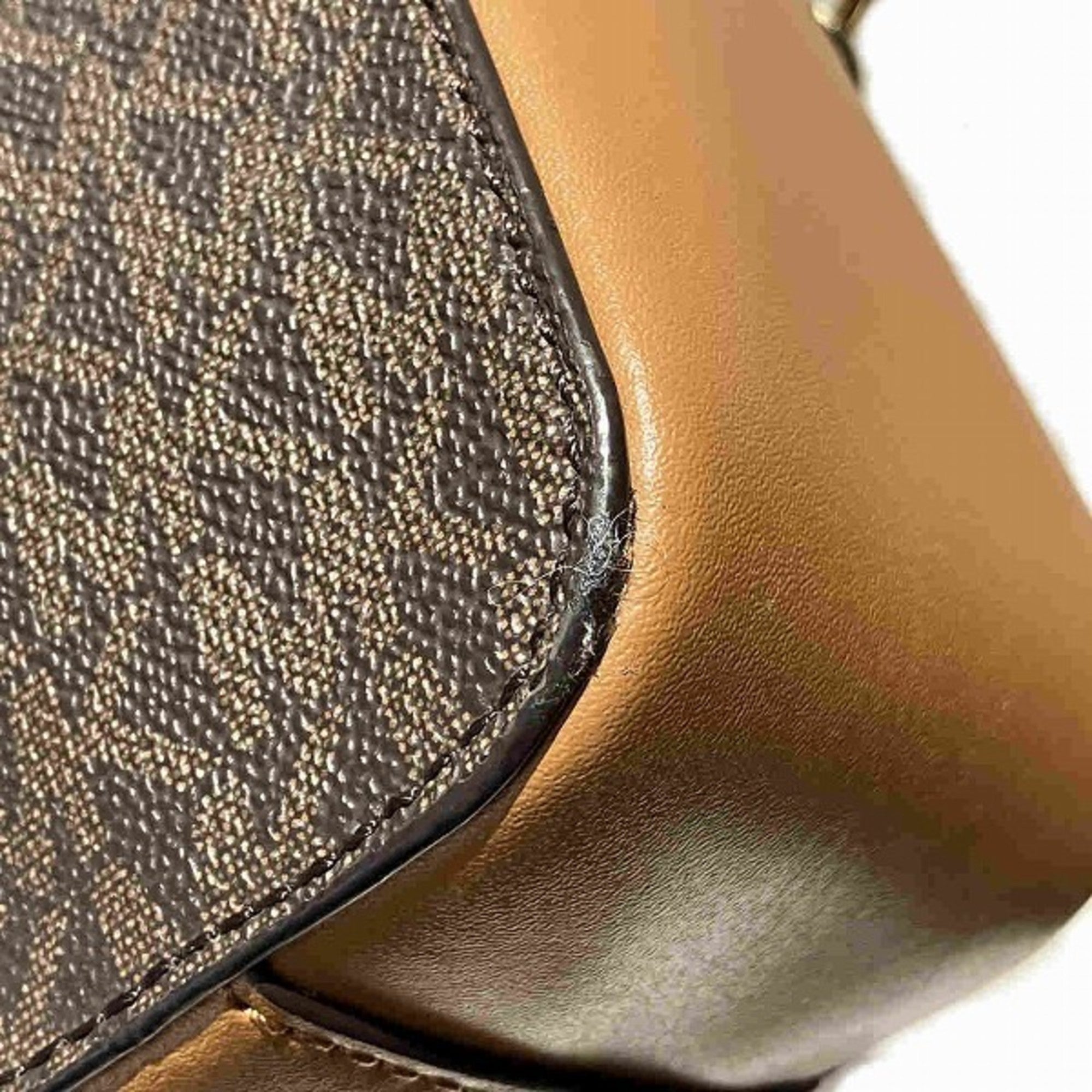 Michael Kors Brown Coated Canvas Leather Shoulder Bag (Pre-Owned)