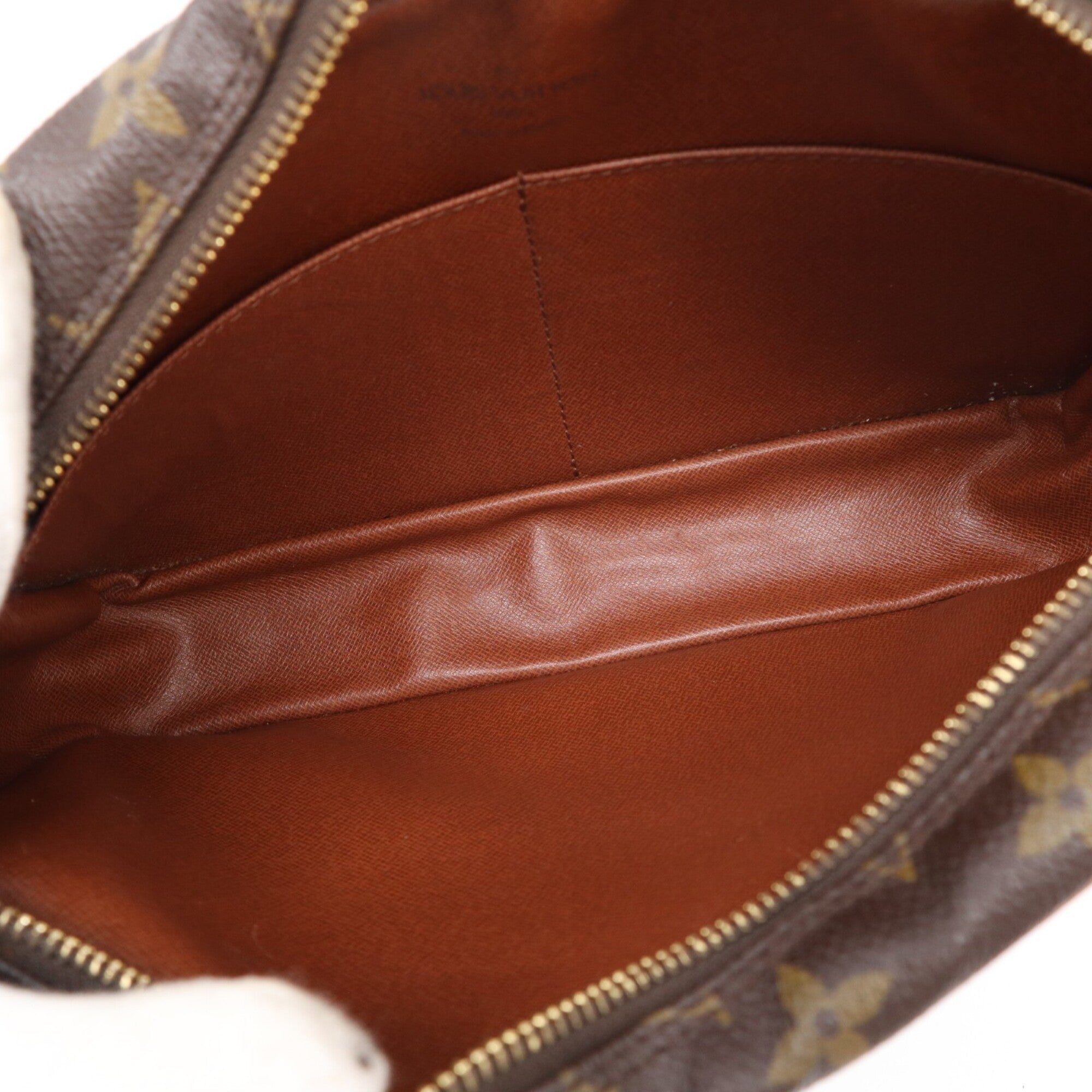 Louis Vuitton Monogram Beige Brown Coated Canvas Leather Clutch Bag (Pre-Owned)