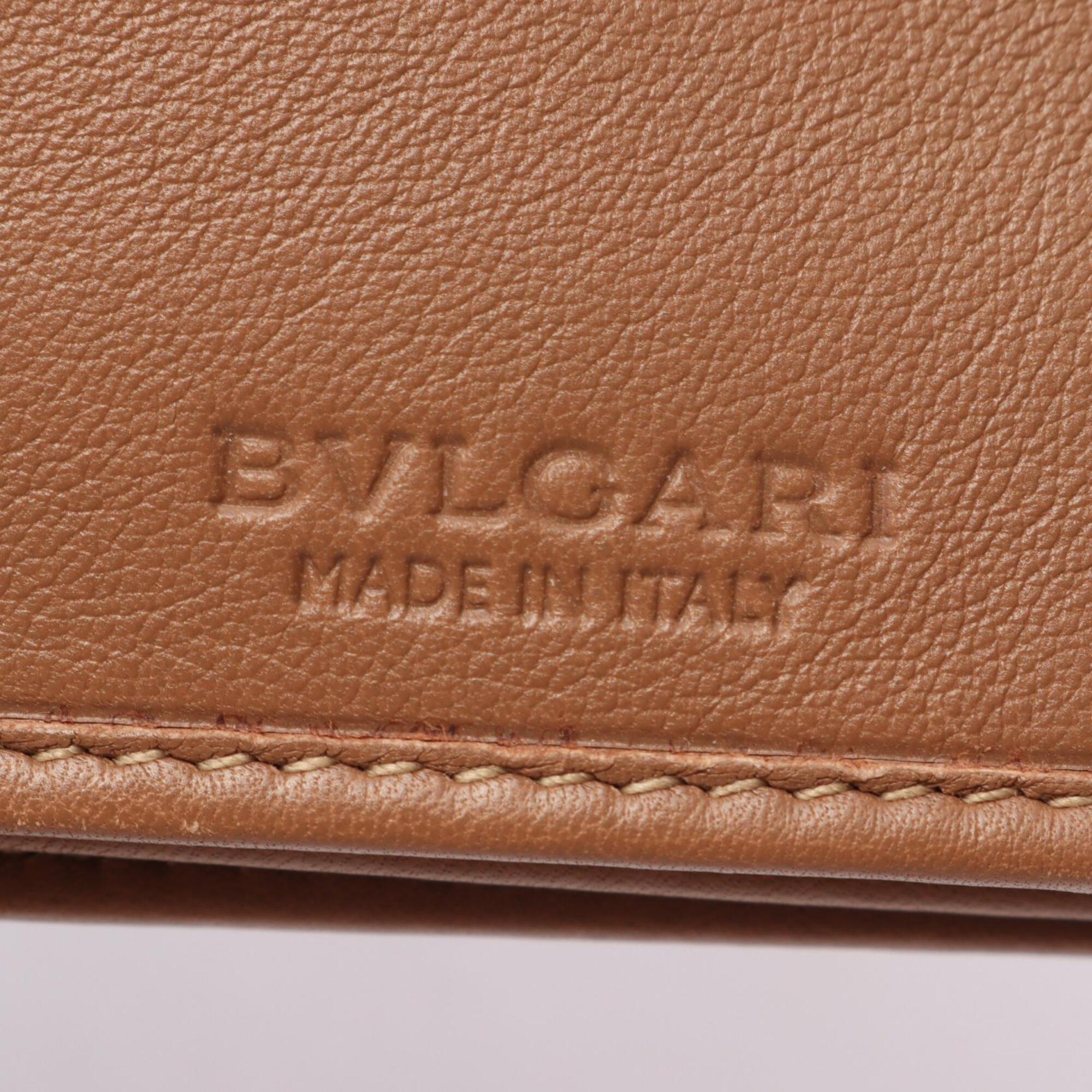 Bvlgari Brown Leather Long Wallet (Bi-Fold) (Pre-Owned)