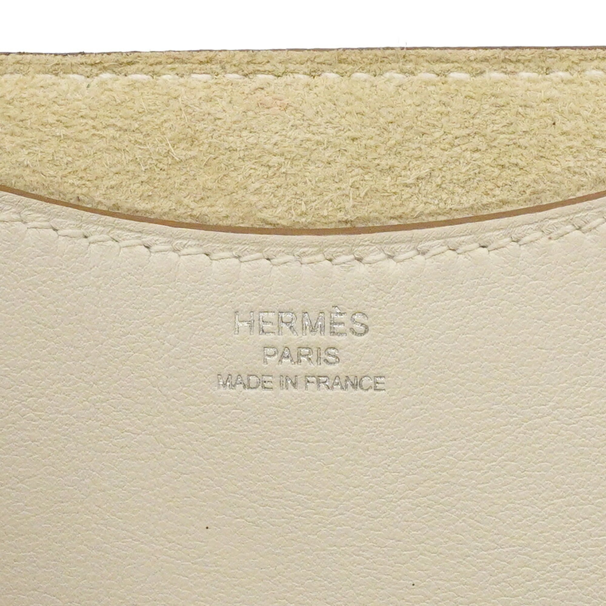 Hermes White Taurillon Clemence Leather Handbag (Pre-Owned)
