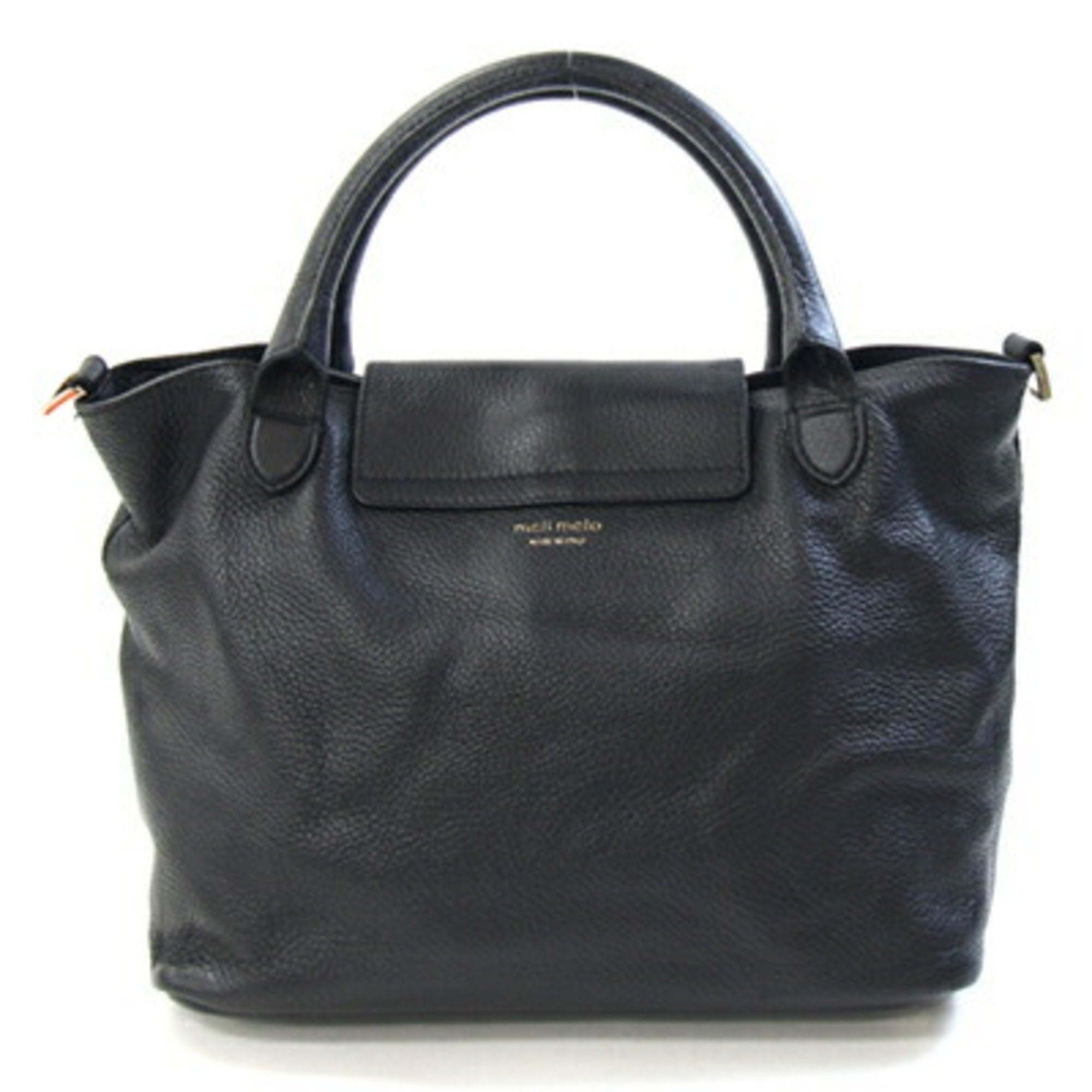 Melo Black Leather Handbag Pouch Shoulder Bag (Pre-Owned)