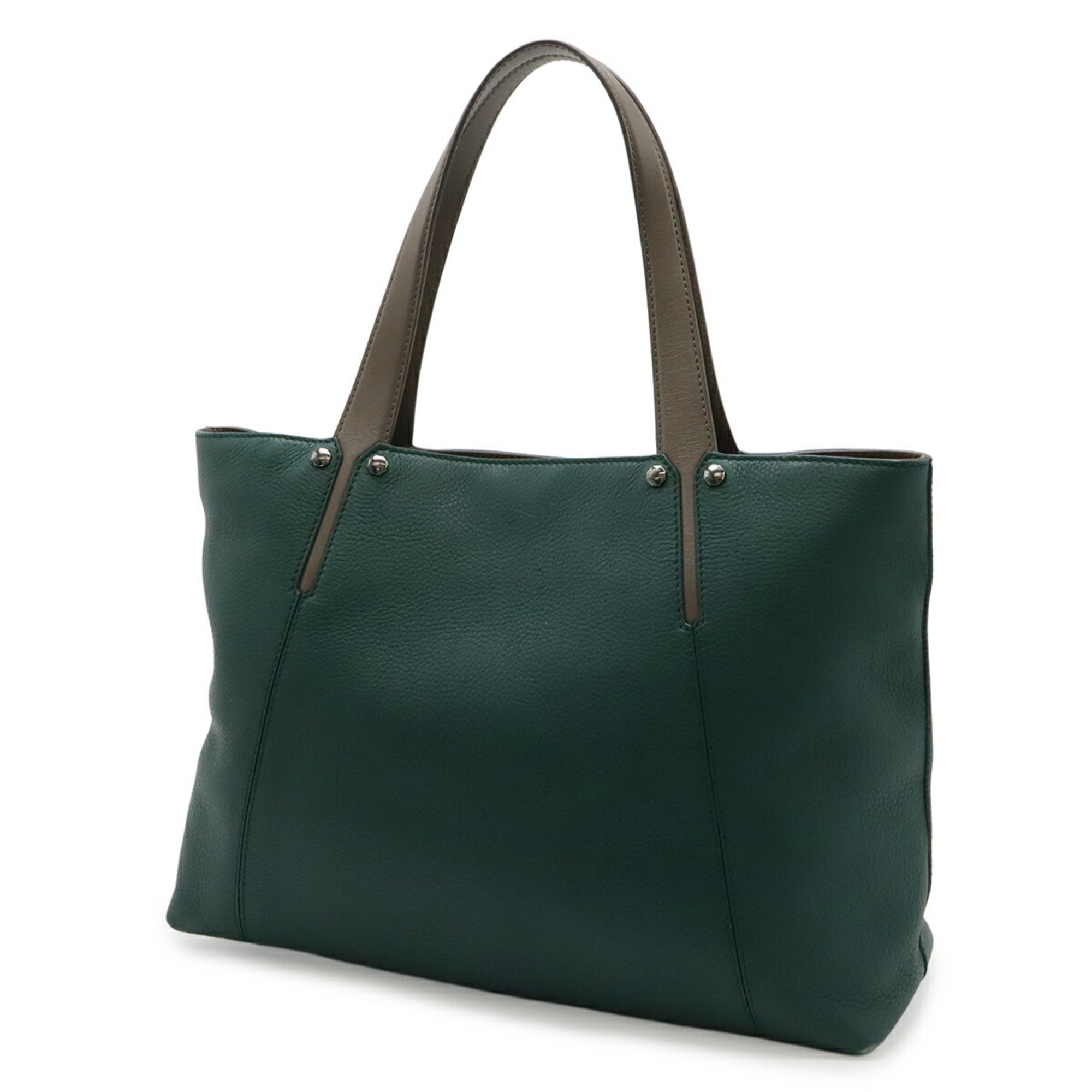 Bvlgari Brown Green Leather Shoulder Bag Tote Bag (Pre-Owned)