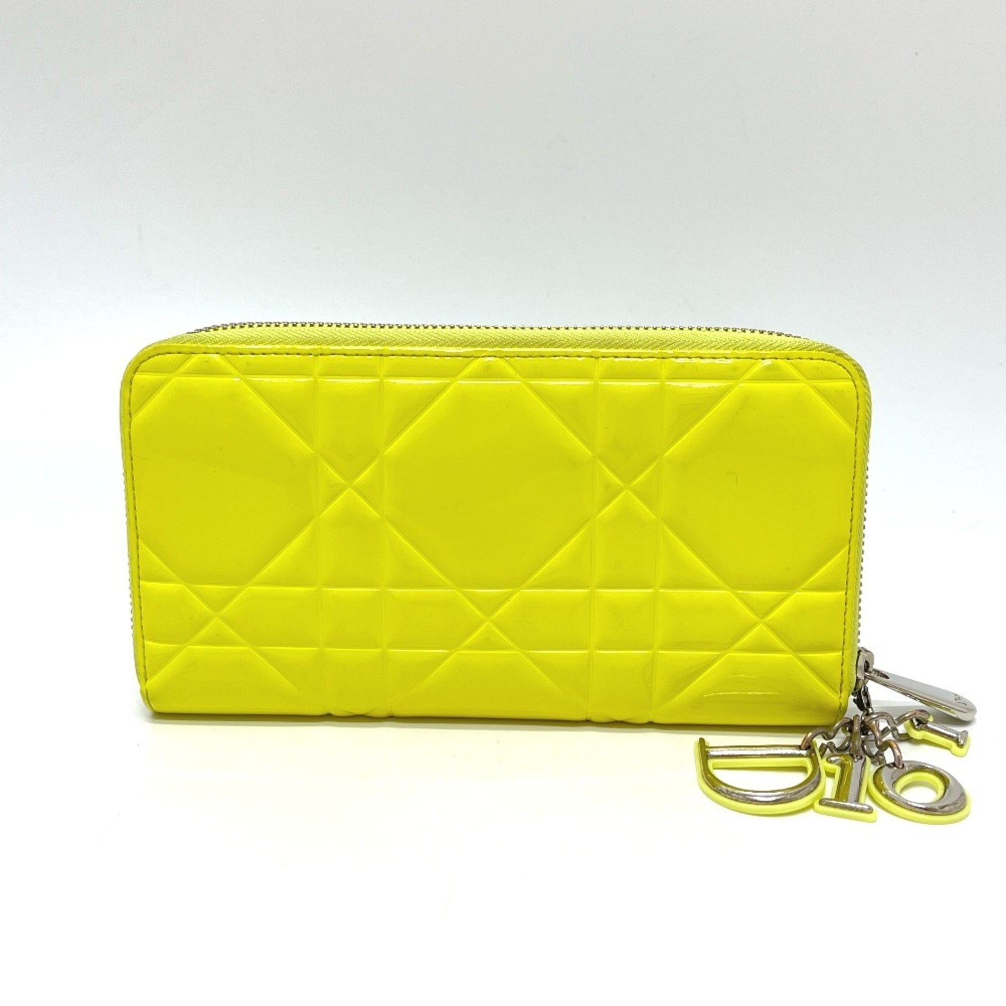Christian Dior Yellow Leather Long Wallet (Bi-Fold) (Pre-Owned)