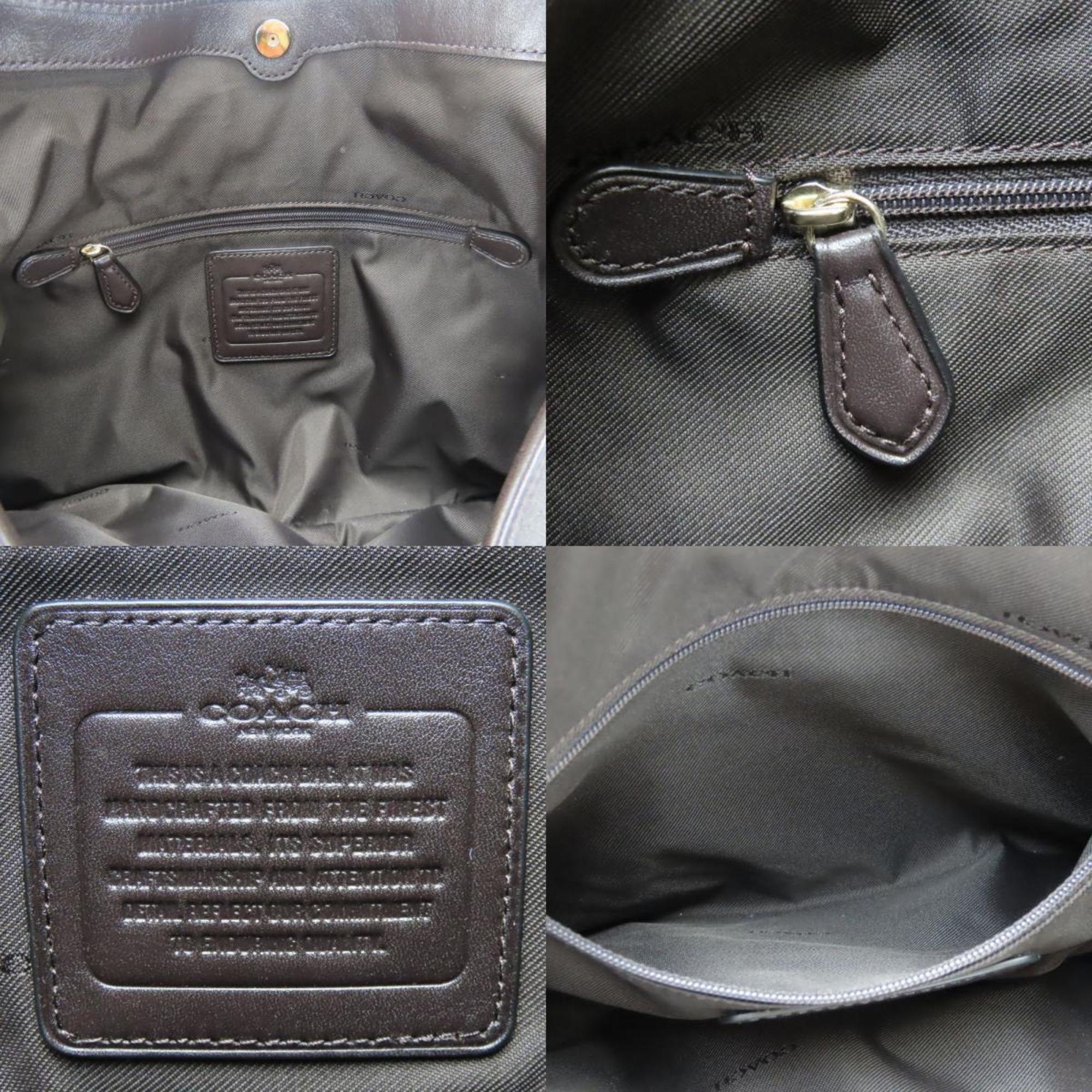 Coach Brown Dark Brown Canvas Leather Tote Bag (Pre-Owned)