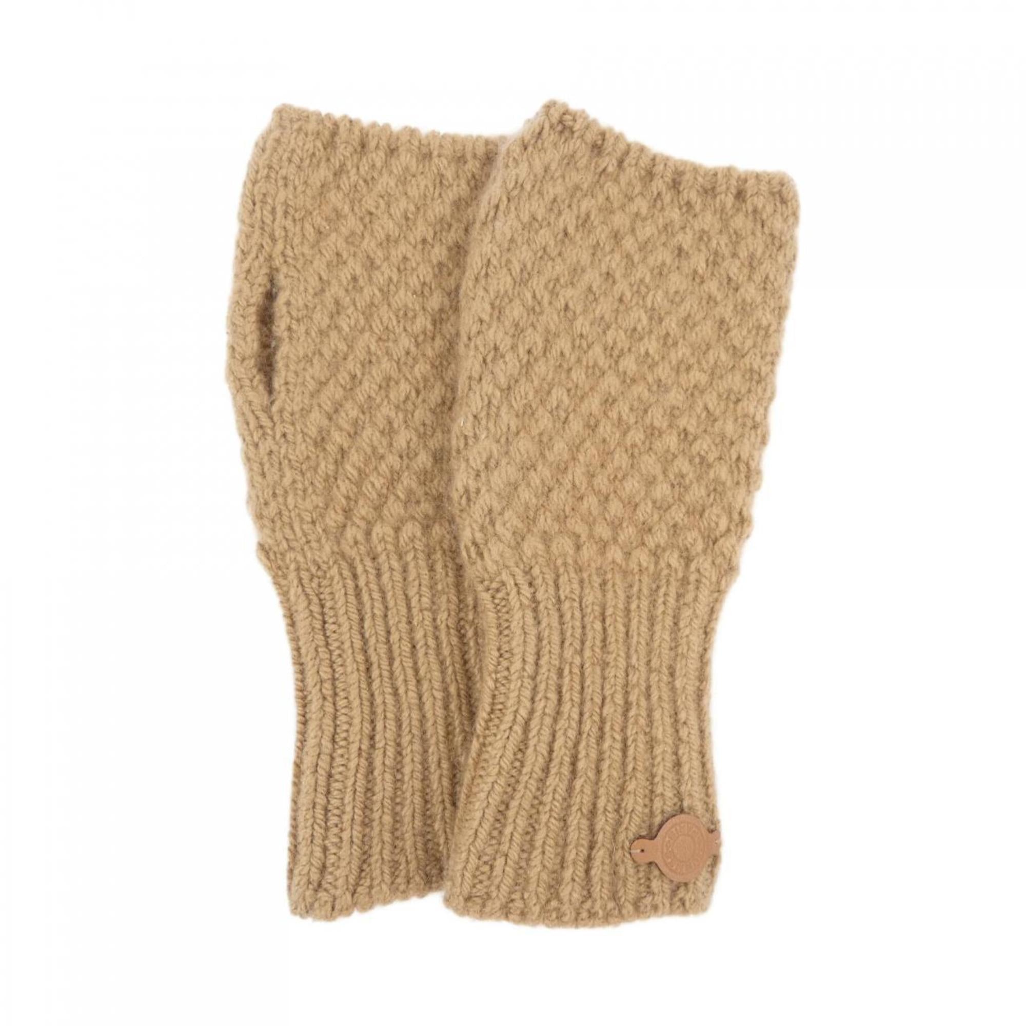 Hermes Brown Cashmere Mohair Warm Gloves (Pre-Owned)