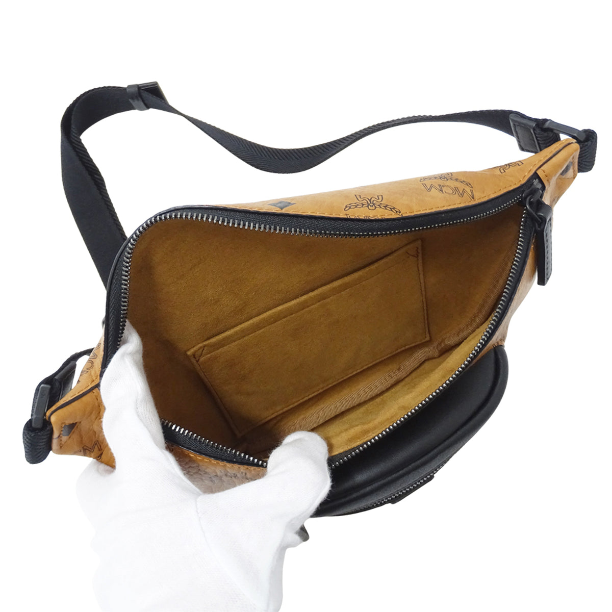 Mcm Brown Camel Canvas Handbag Sling Bag (Pre-Owned)