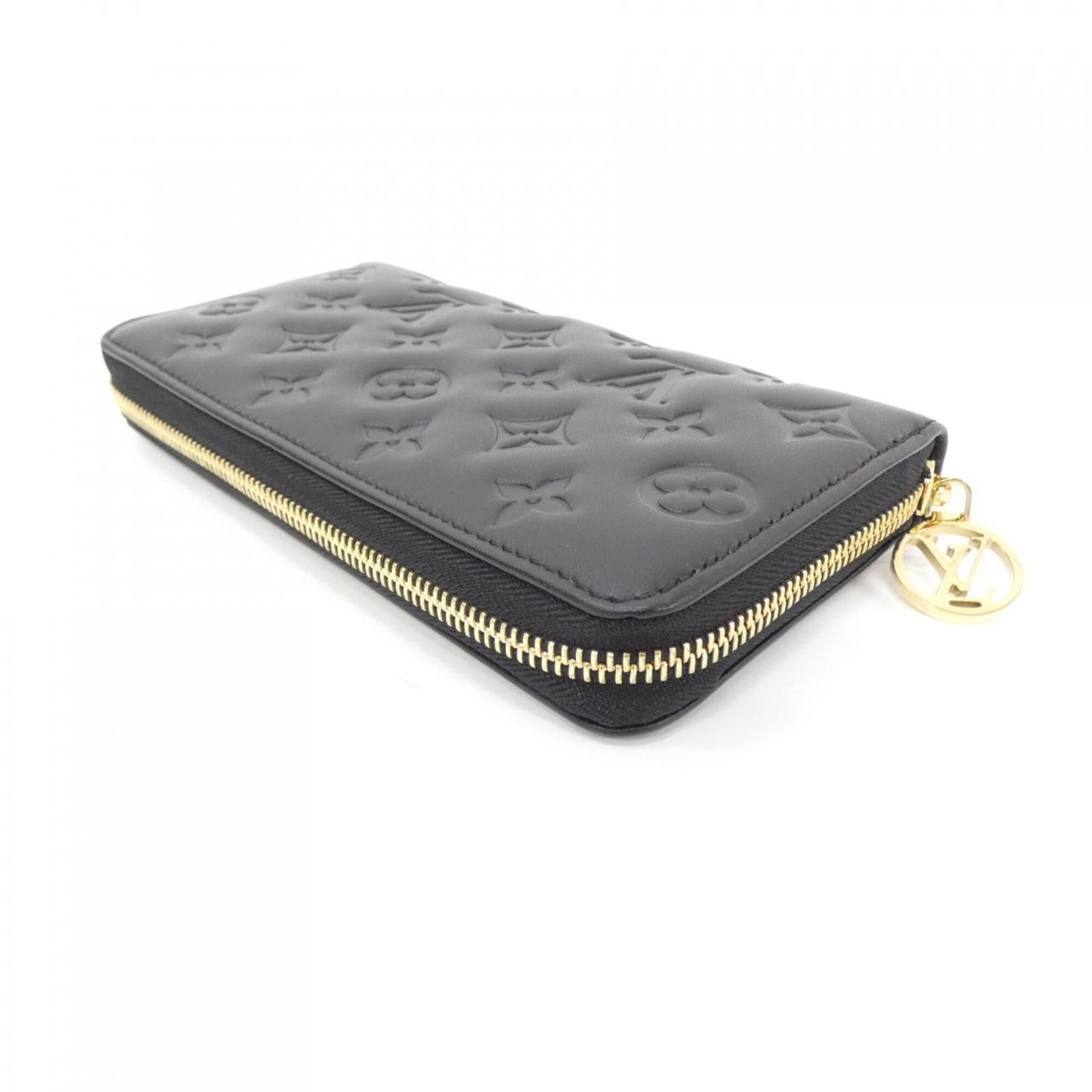 Louis Vuitton Black Leather Long Wallet (Bi-Fold) (Pre-Owned)