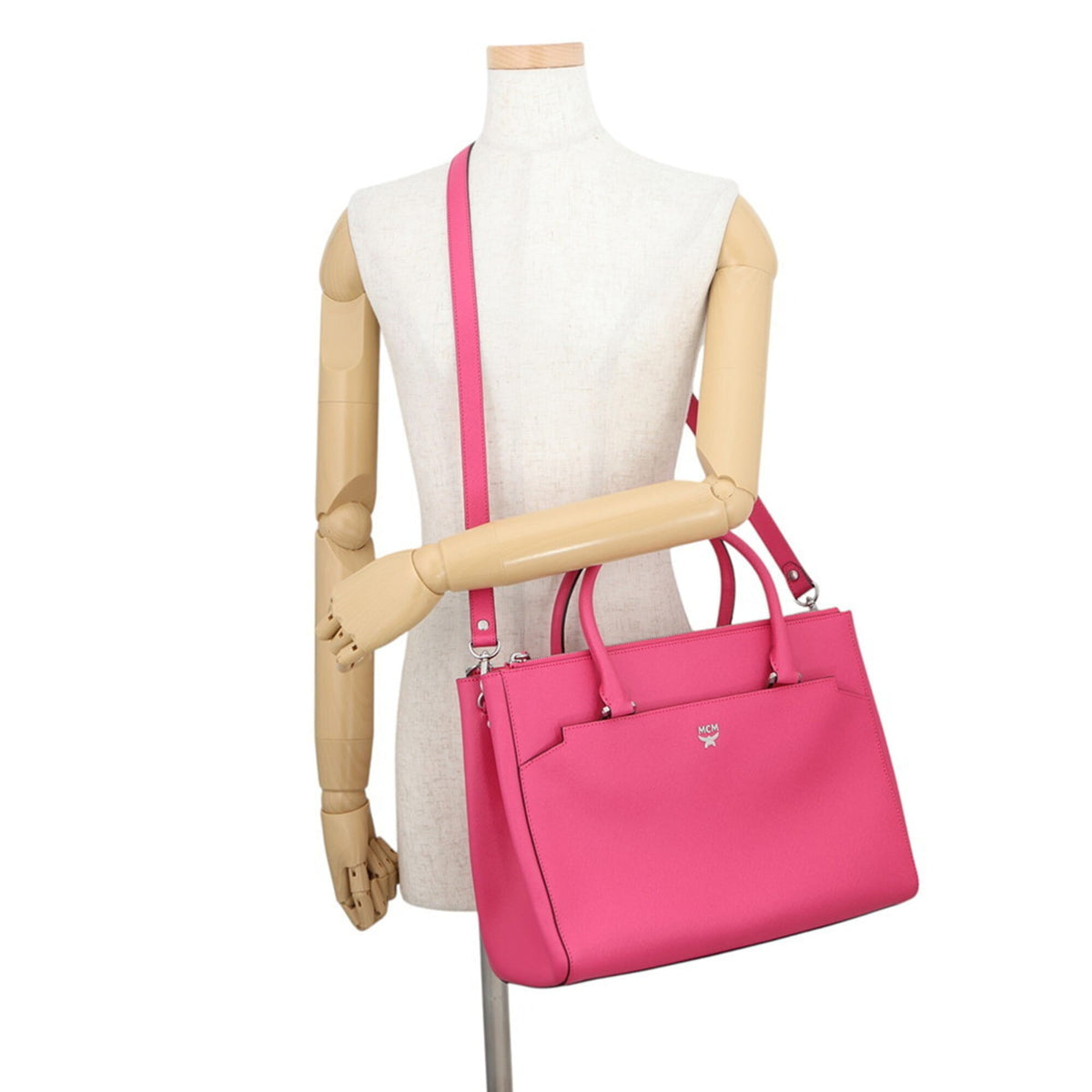 Mcm Pink Leather Handbag Tote Bag (Pre-Owned)