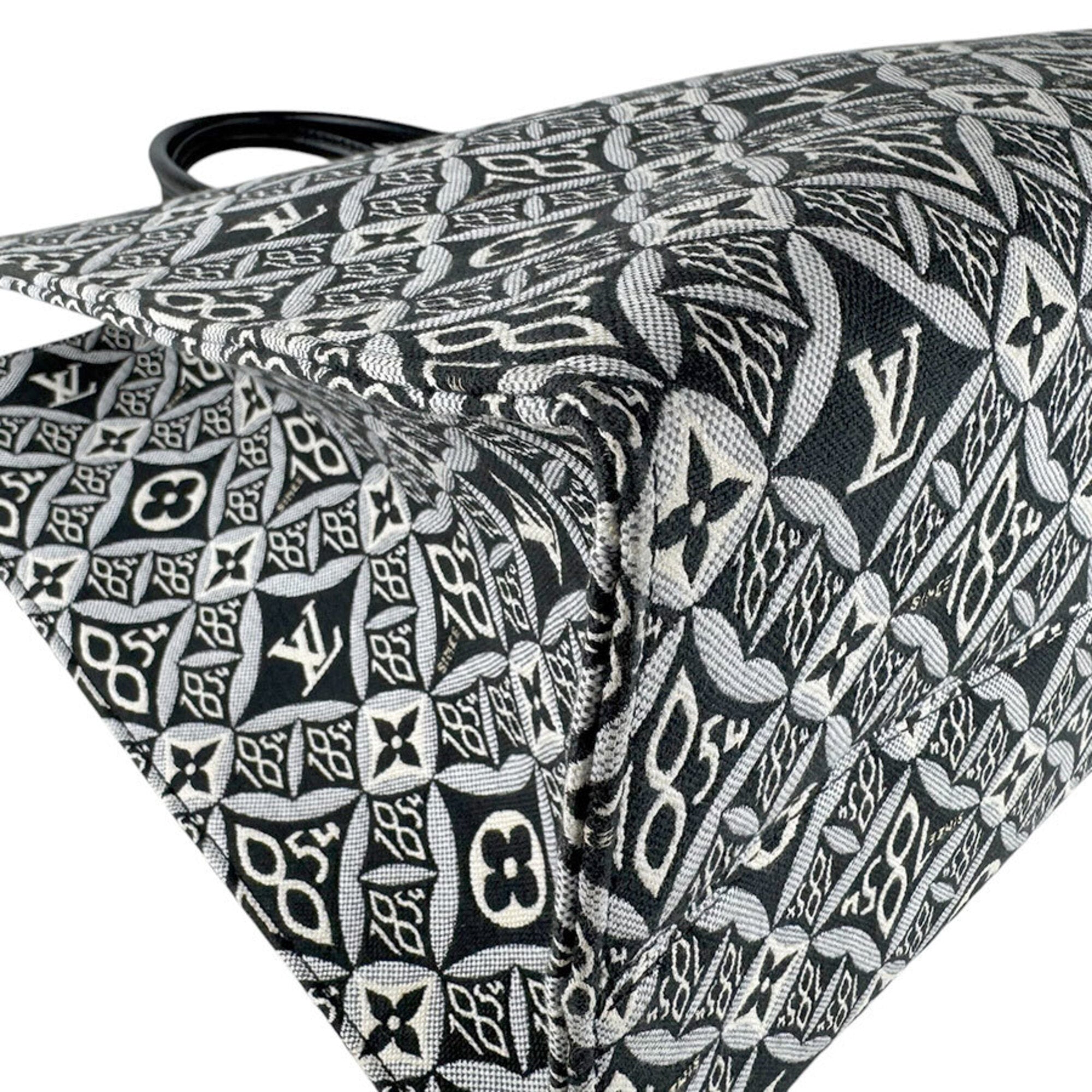 Louis Vuitton Black Gray White Canvas Leather Handbag Shoulder Bag (Pre-Owned)