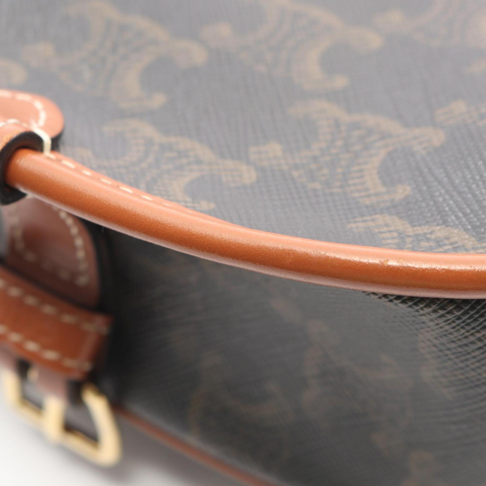 Celine Black Brown Coated Canvas Leather Handbag Shoulder Bag (Pre-Owned)
