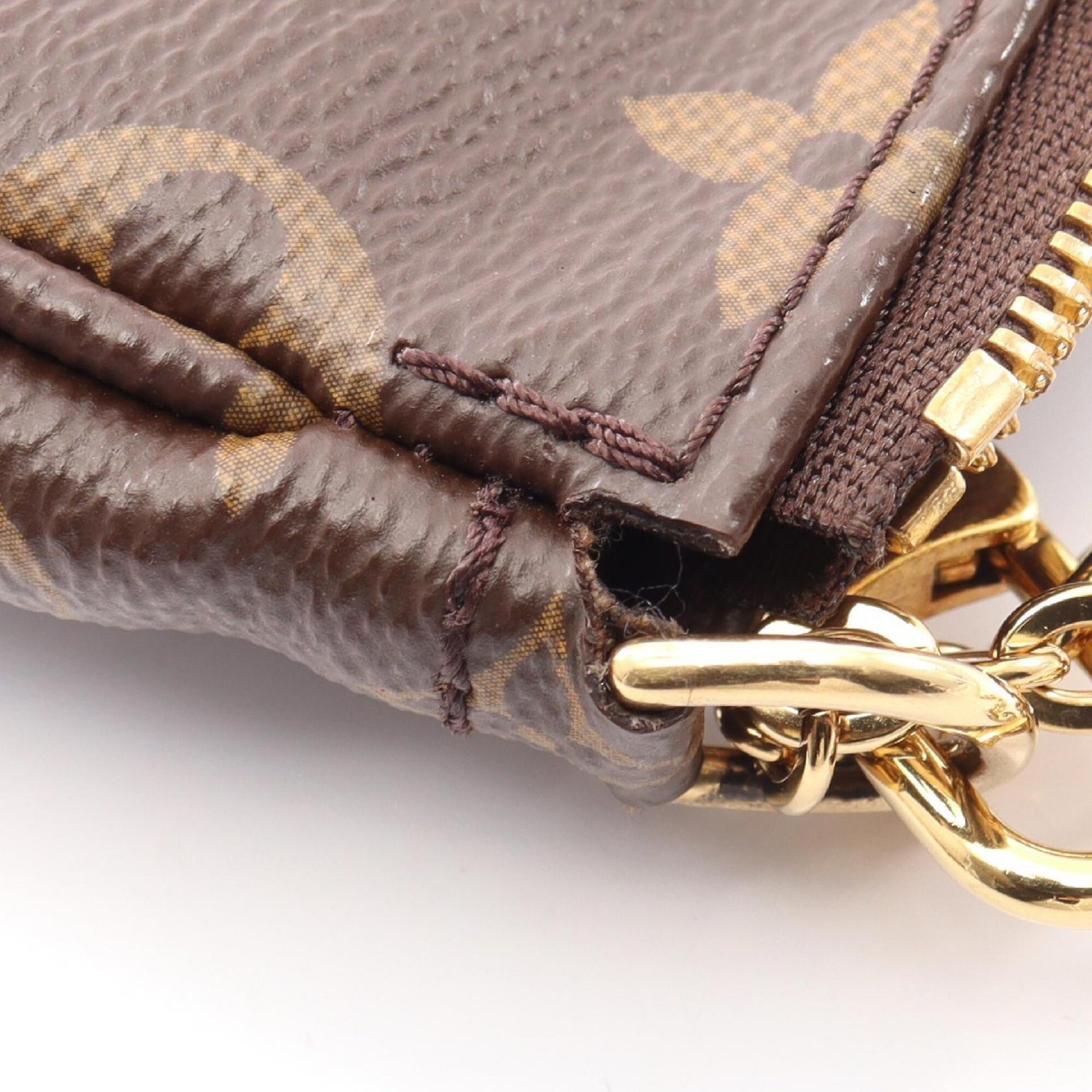 Louis Vuitton Monogram Brown Pink Coated Canvas Leather Pochette Shoulder Bag (Pre-Owned)
