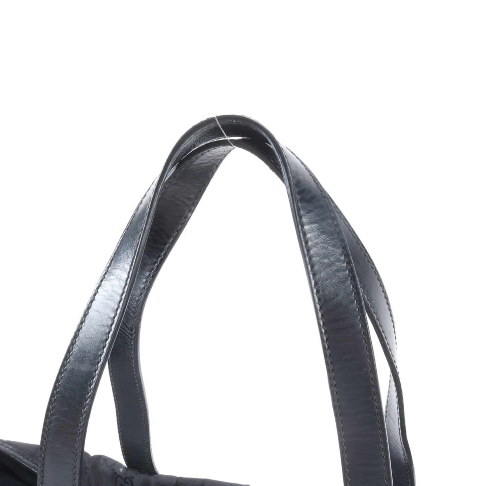 Gucci Black Leather Nylon Handbag Tote Bag (Pre-Owned)