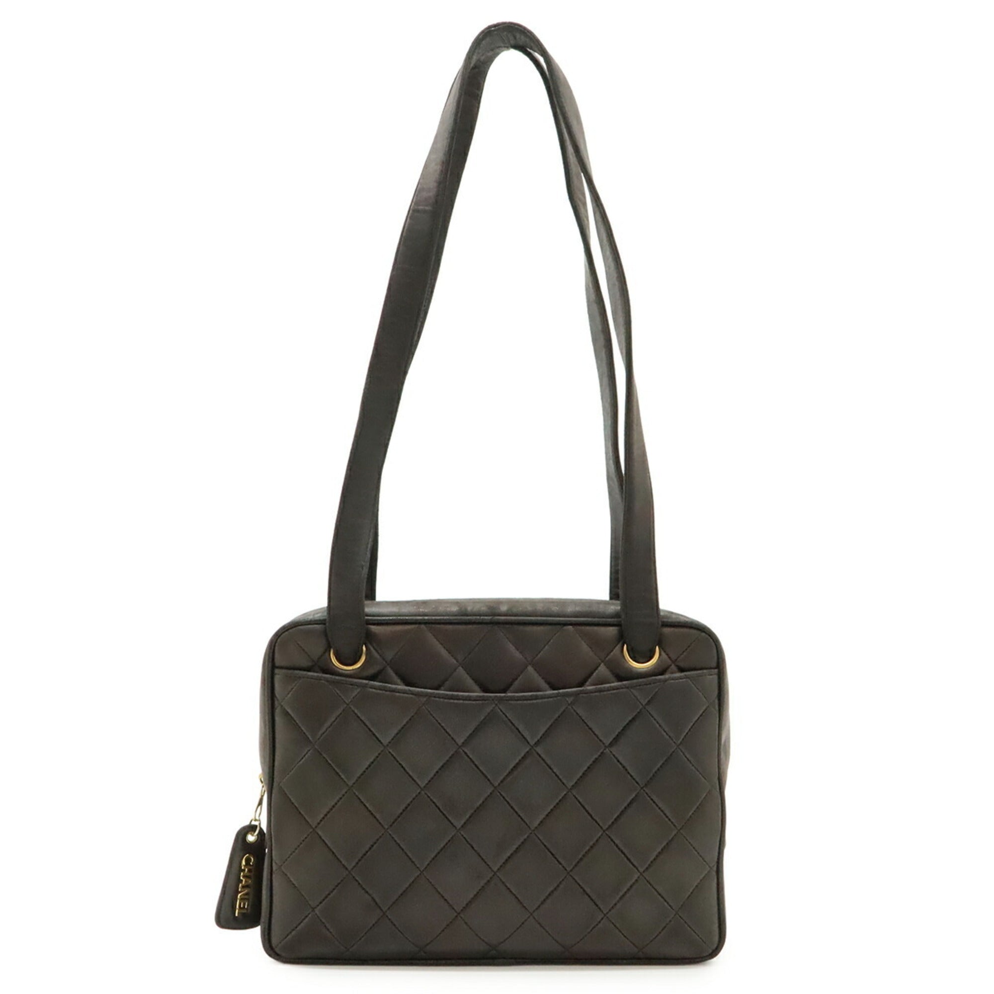 Chanel Matelasse Black Leather Shoulder Bag Tote Bag (Pre-Owned)