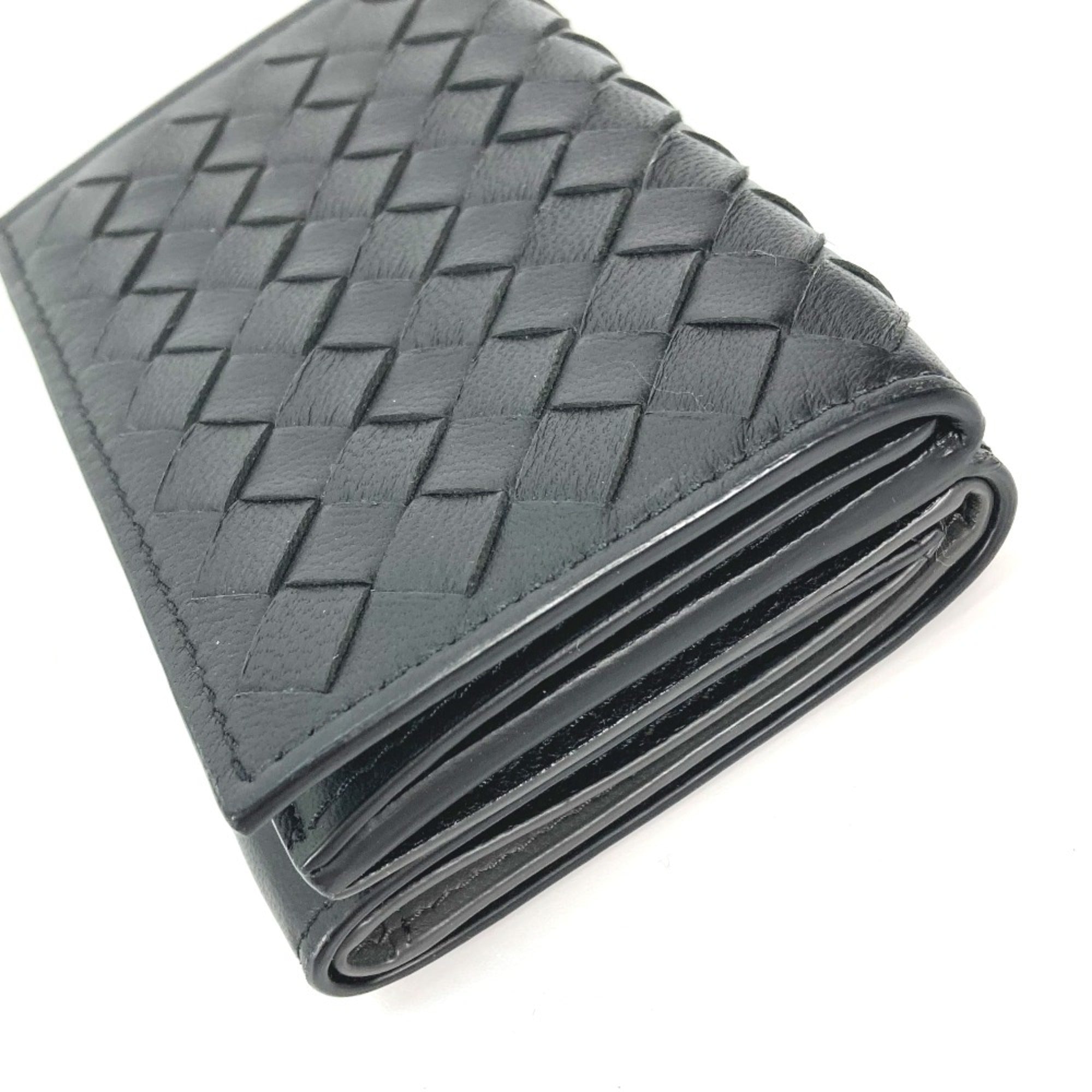 Bottega Veneta Black Leather Wallet (Tri-Fold) (Pre-Owned)