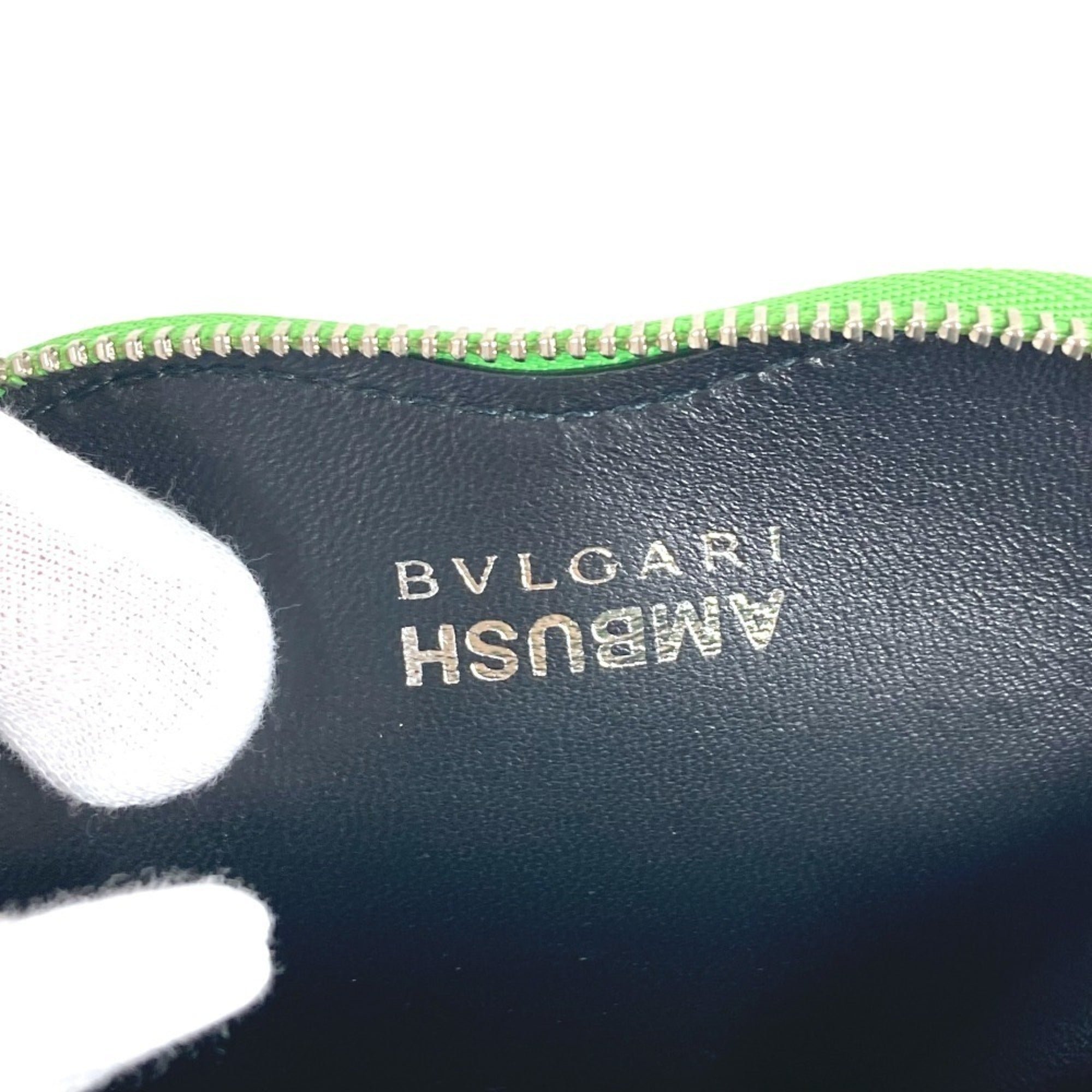 Bvlgari Green Leather Coin Purse/Coin Case (Pre-Owned)